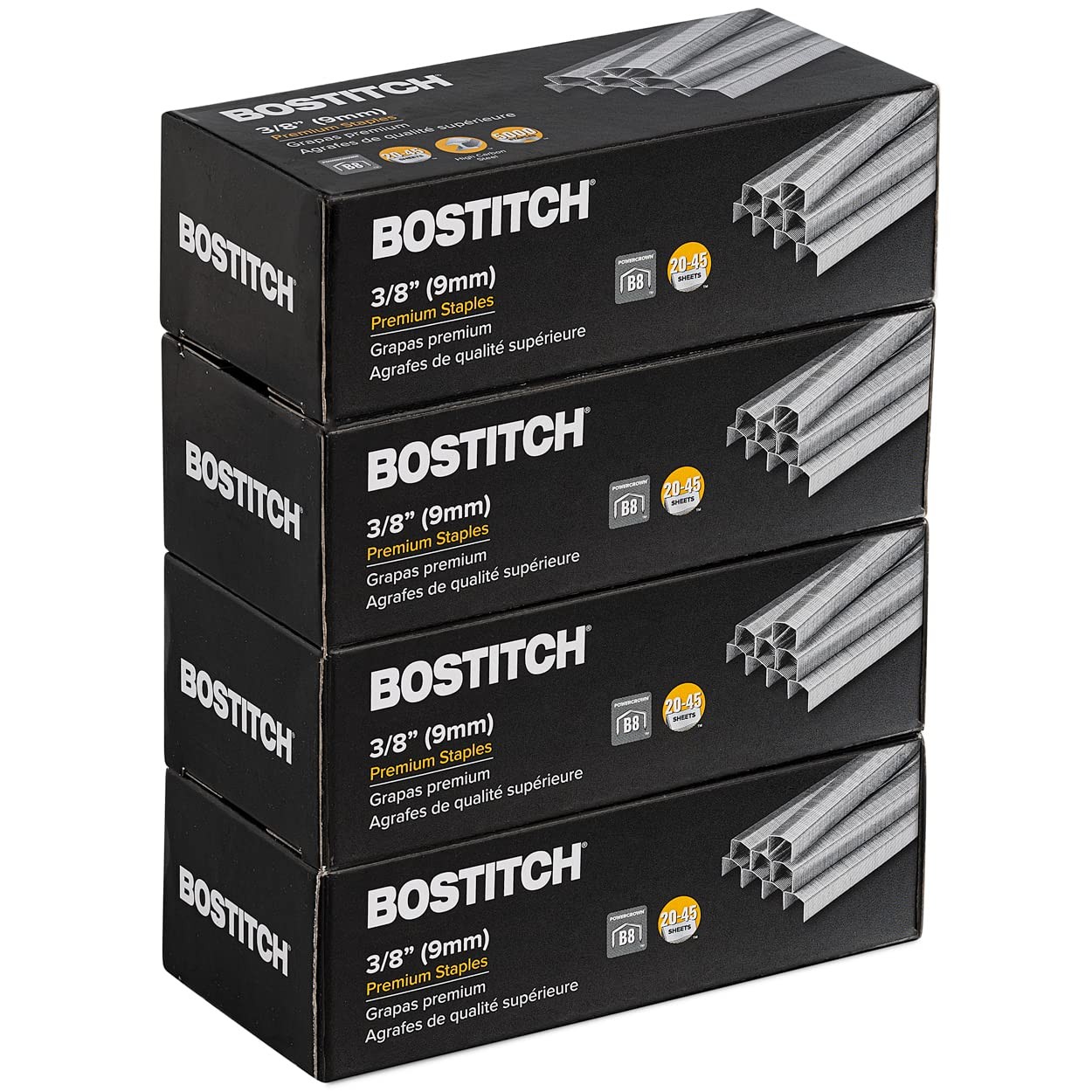 Bostitch B8 Powercrown Staples 3/8 Inch Length - 20,000 Pack