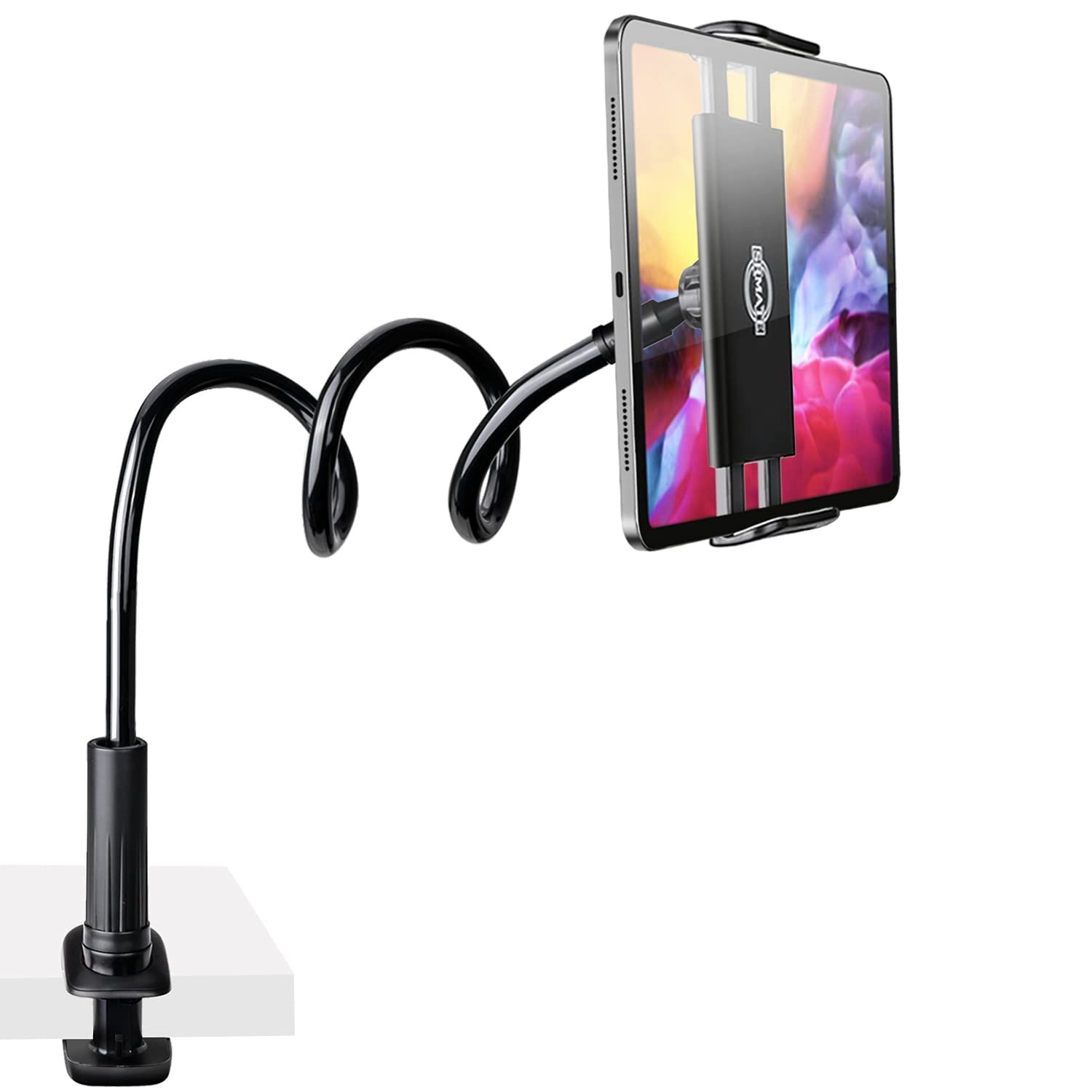 Gooseneck Kindle Holder Stand for Bed Reading,33in Flexible Long Arm Clamp Cl...