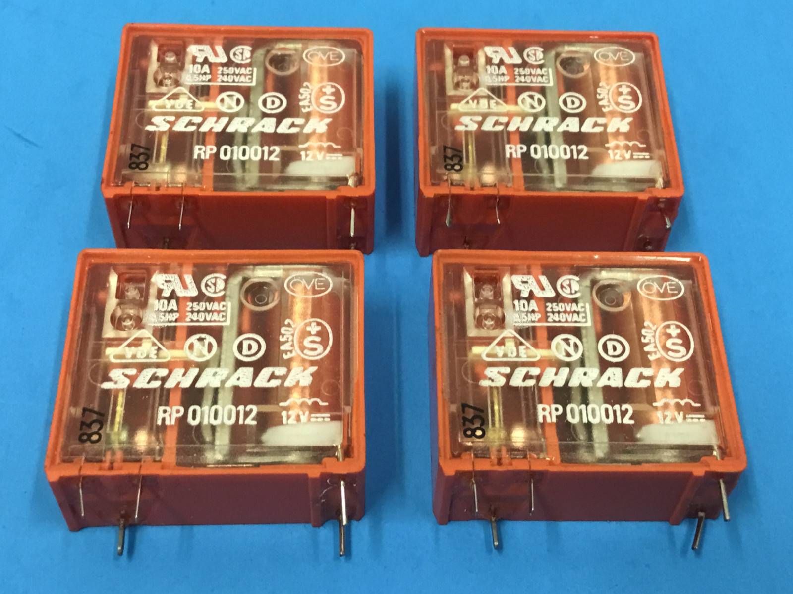 SCHRACK Relay - P/N: RP010012 - 10 A - 250 VAC - LOT OF (4) - NEW