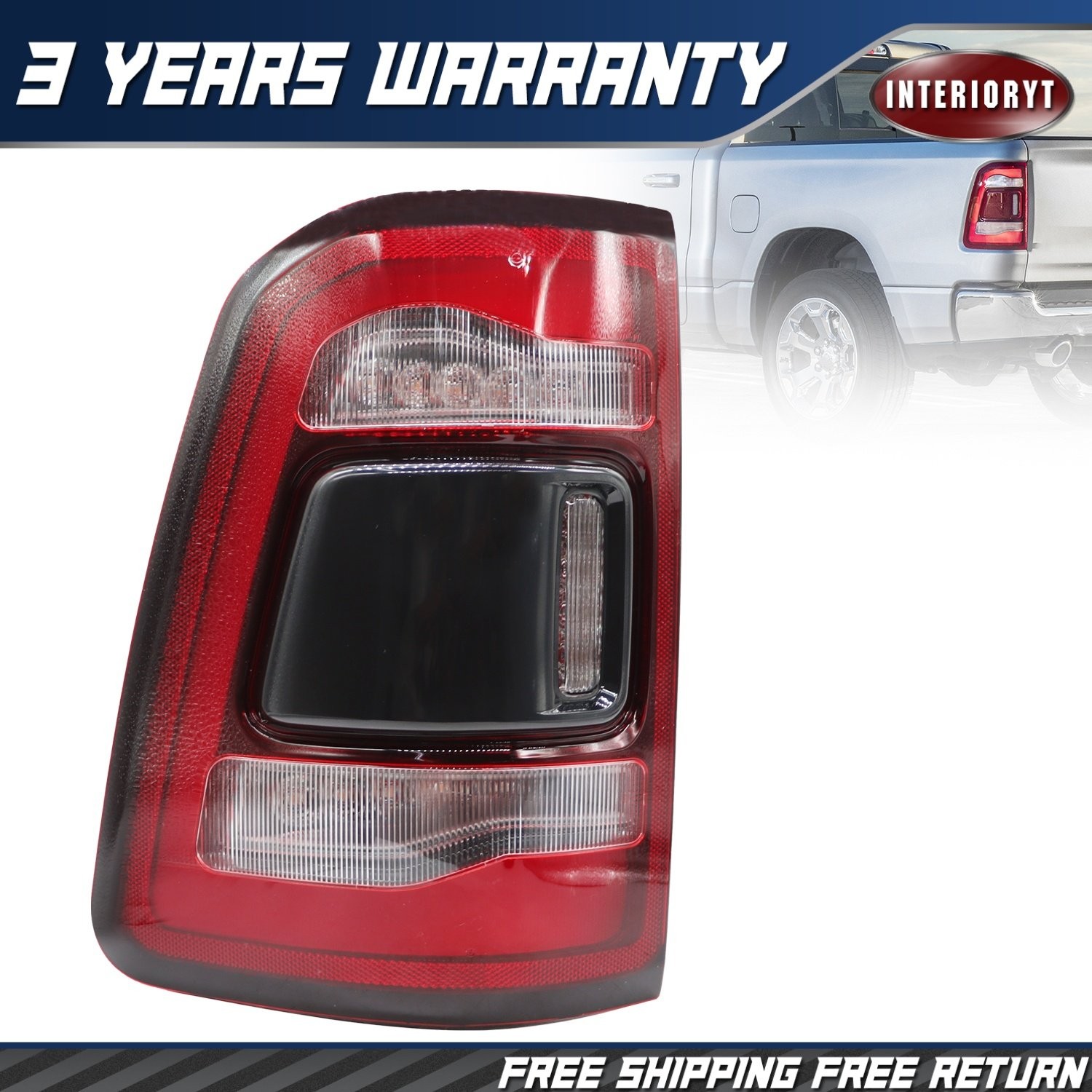 For 2019 2020 2021 2022 Dodge Ram 1500 LED Tail Light Tail Lamp Left Driver Side