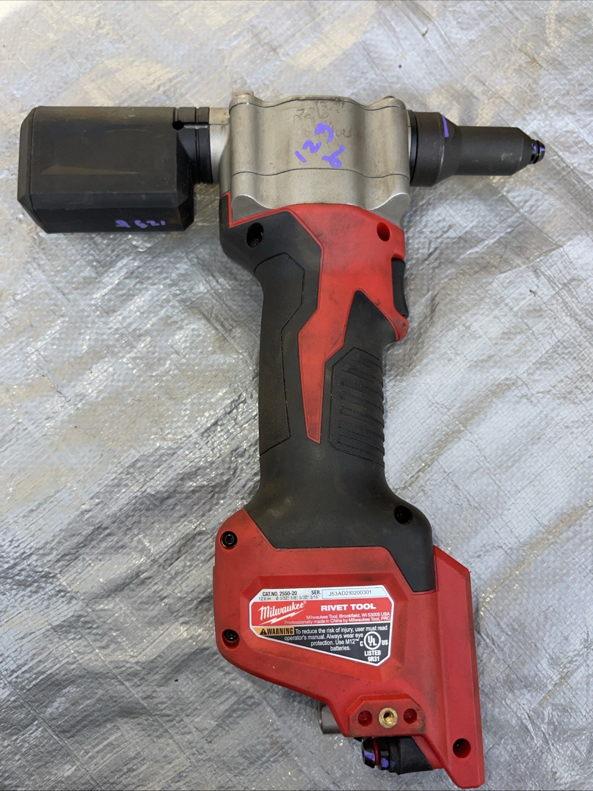 Milwaukee 2550-20 M12 Rivet Tool (Tool Only) Cordless 12V Low Mileage