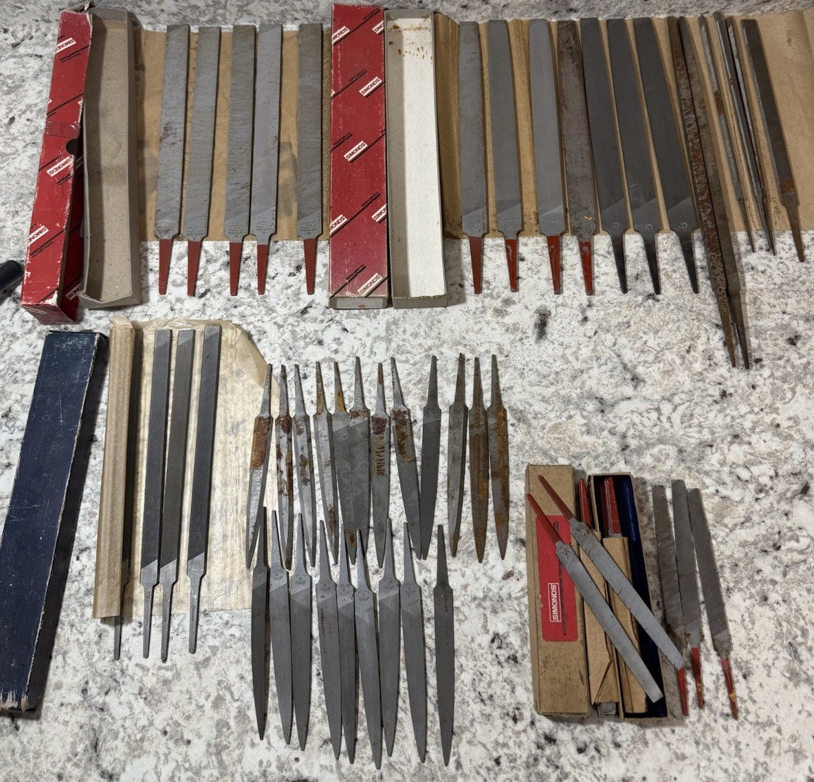 Vintage Simonds Metal File Mixed Lot Pillar Bastard File Red Tang Made in USA
