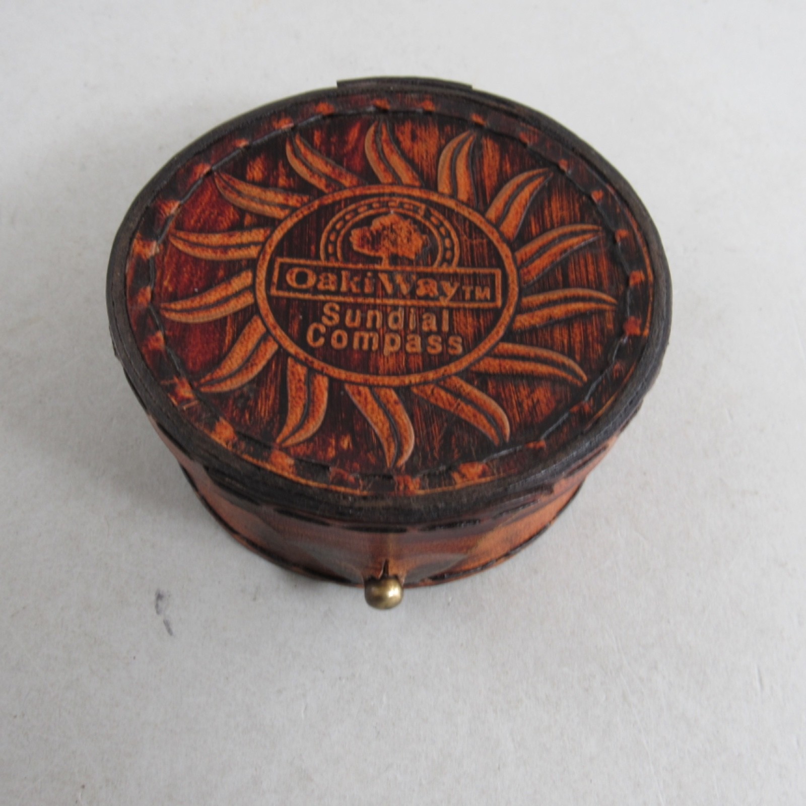 Oaki Way Brass Sundial Compass With Leather Case