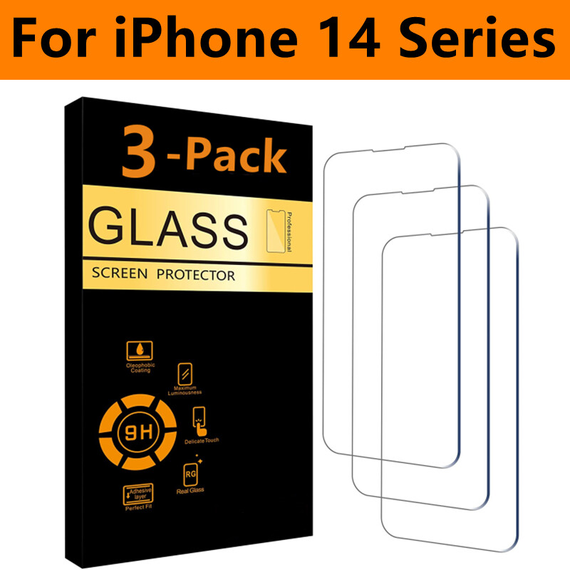3-PACK For iPhone 14 Pro Max/14 Pro/14 Plus/14 Tempered Glass Screen Protector