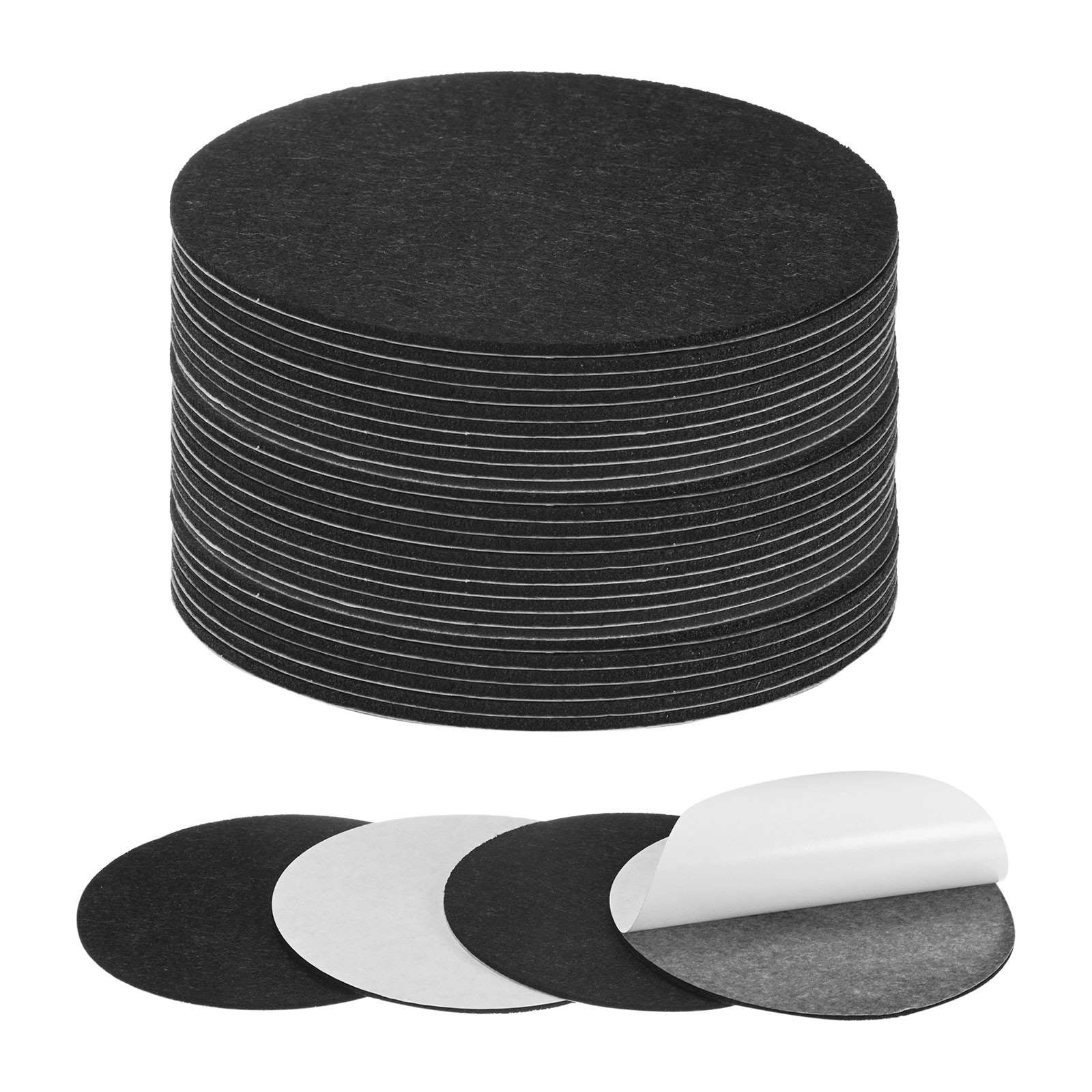 30-Pack Lamp Base Felt Sheet Self Adhesive 5 Inch Round 2mm Thick [Black]