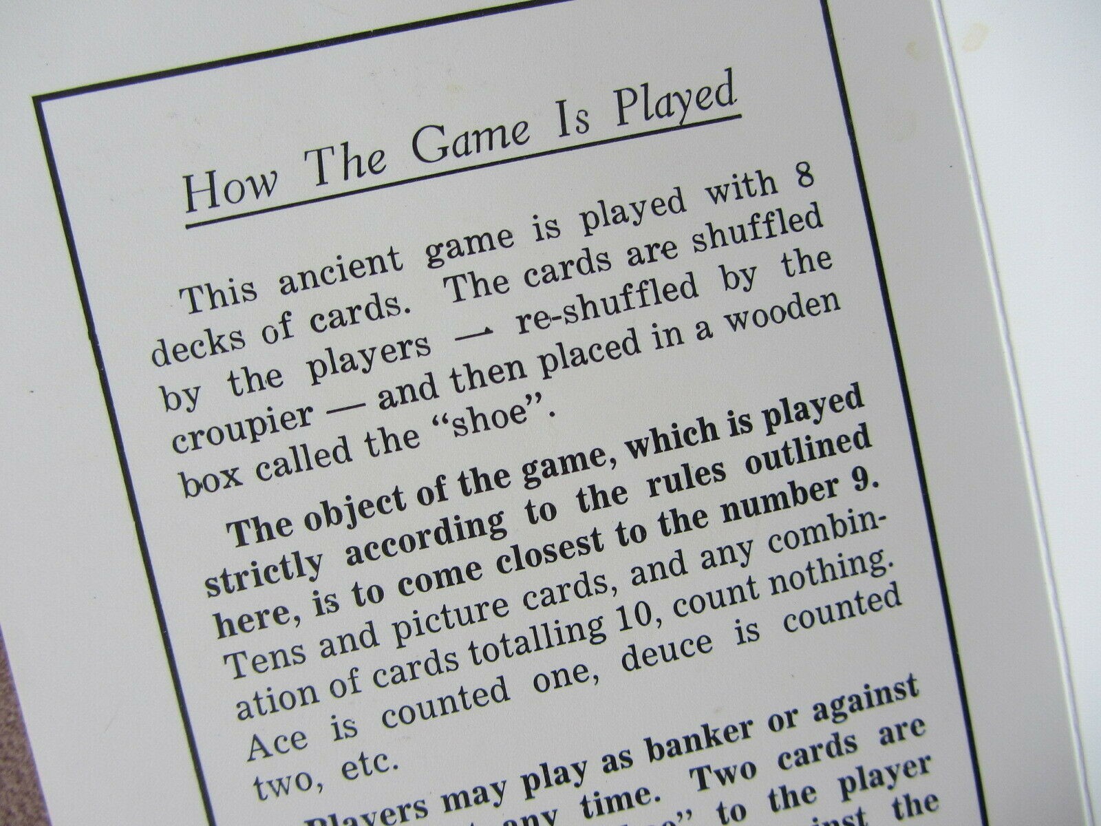 Vtg 1960s DUNES CASINO LAS VEGAS BACCARAT Gambling Rules Booklet Chemin De Fer