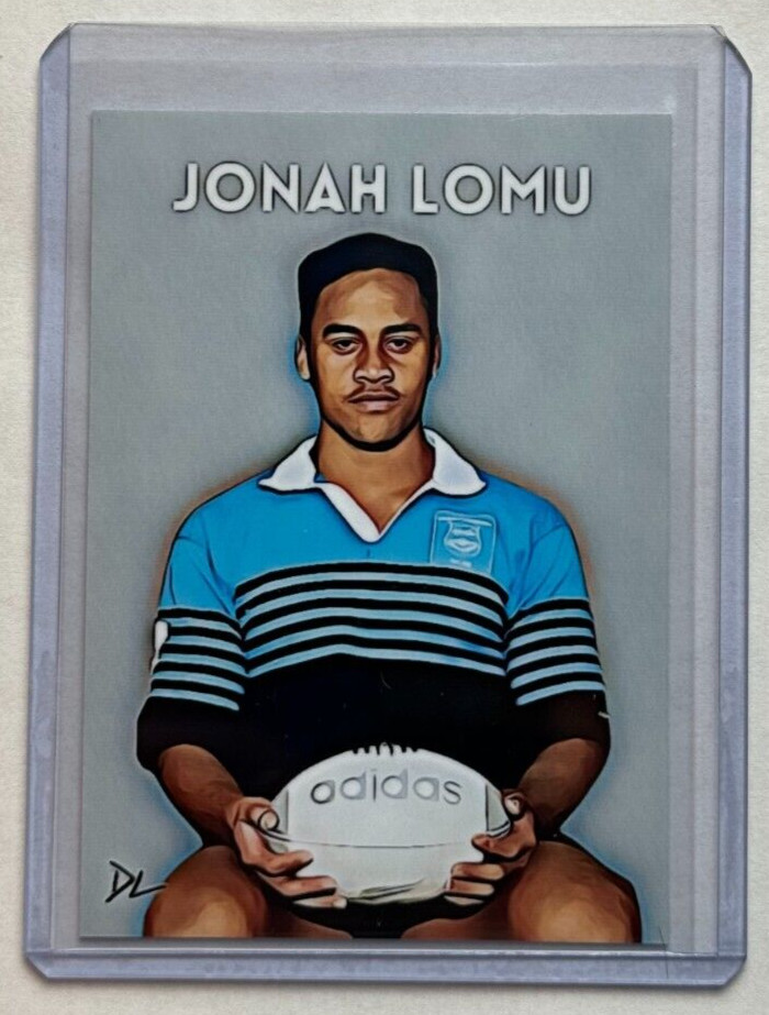 Jonah Lomu Limited Edition Artist Signed Wesley College Rugby Trading Card 2/10