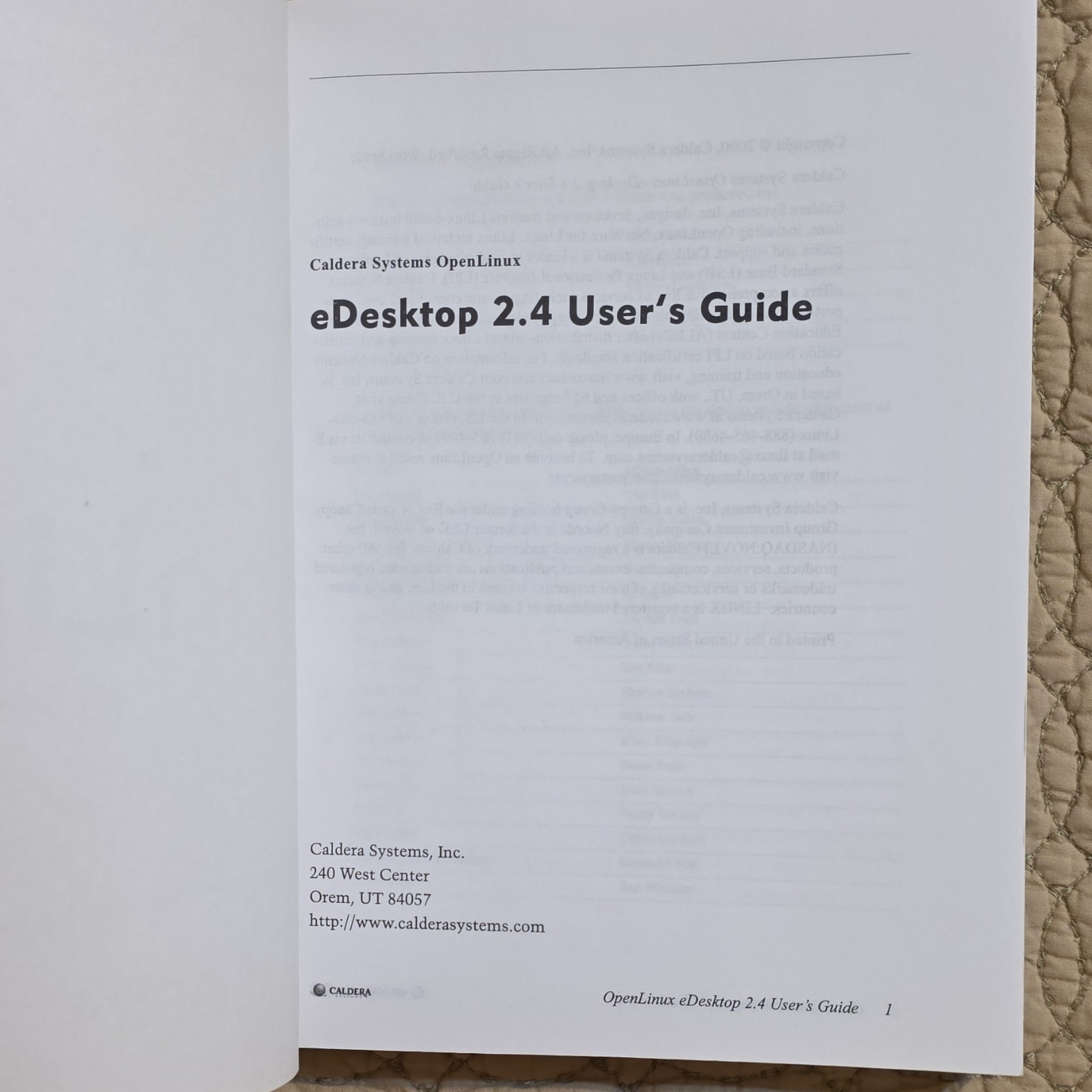Caldera Systems OpenLinux eDesktop 2.4 User's Guide Manual for Linux