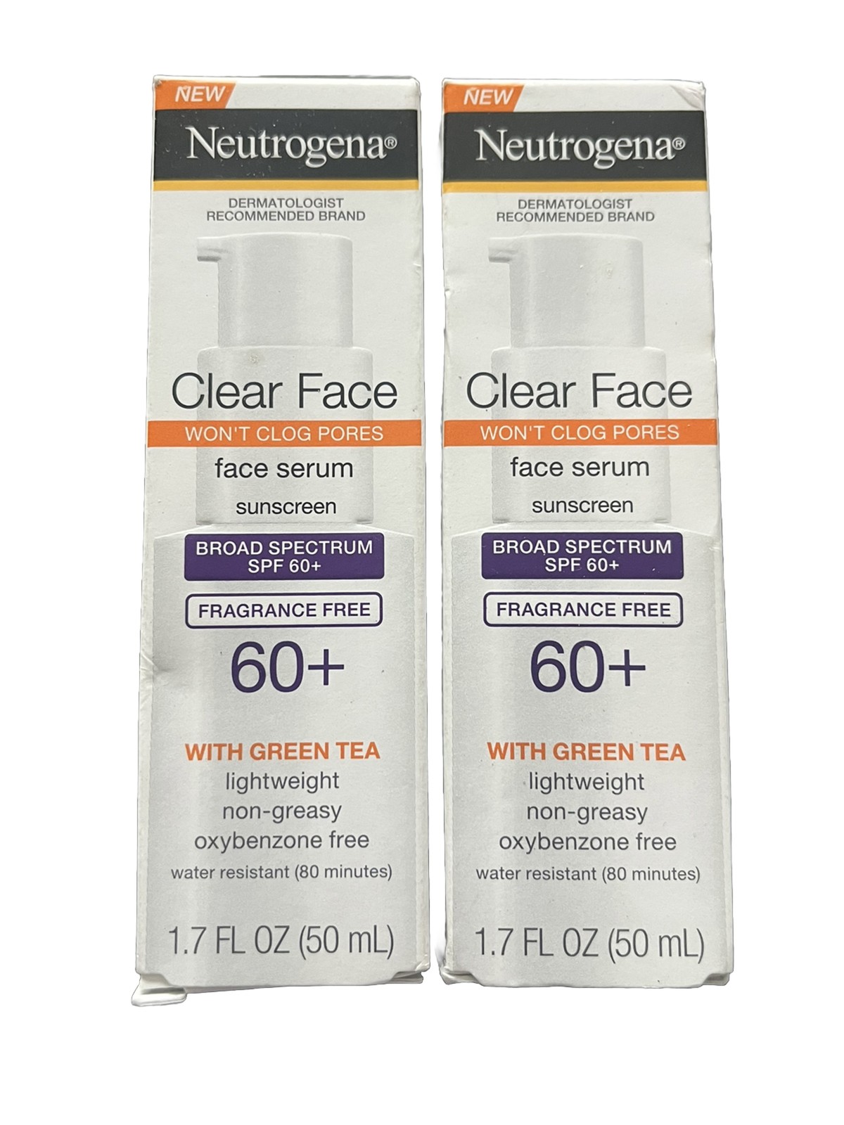 Neutrogena 2pack Clear Face Serum Sunscreen SPF60+ Fragrance-Free 1.7oz Exp09/26