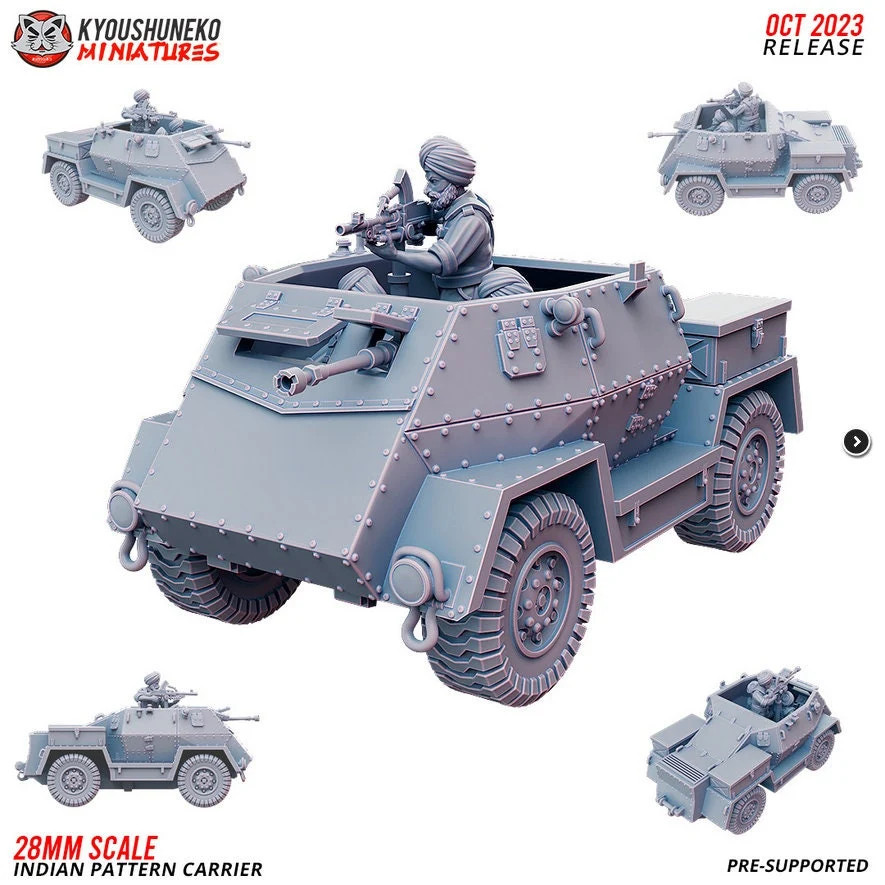 WW2 Indian Pattern Carrier - 15-54mm India - Resin Tabletop Miniature