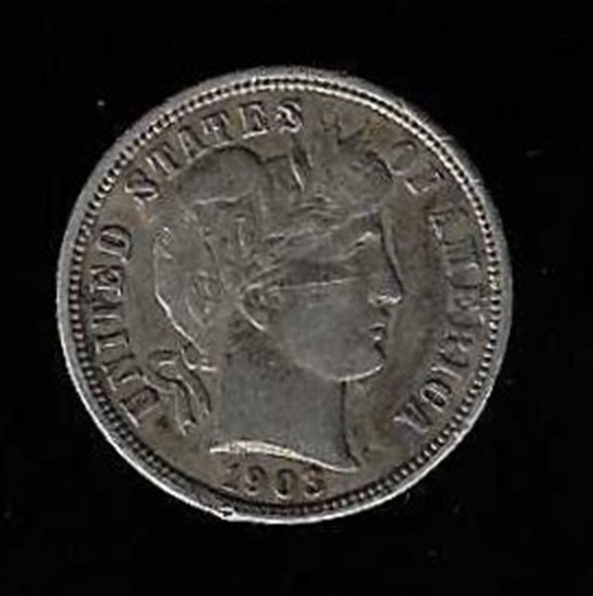 1903 BARBER DIME - FINE