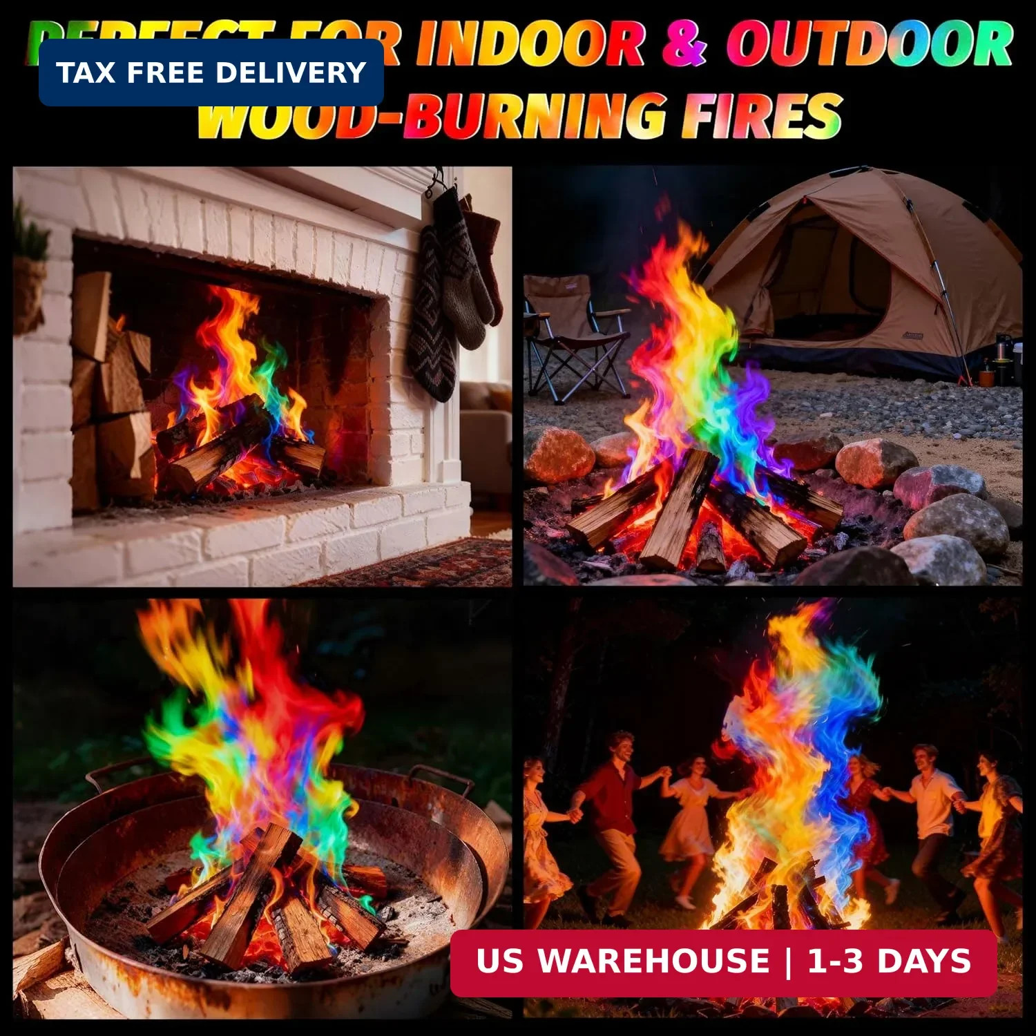 Magic Fire Color Changing Packets (20 Pack) for Fire Pits, Campfire, Bonfire & O