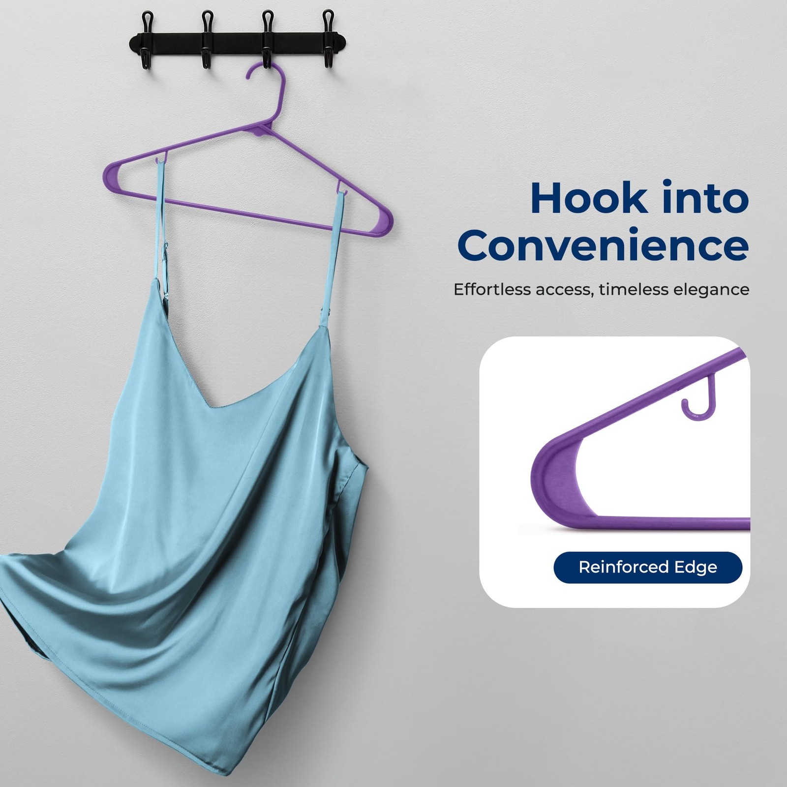SereneLife 50 Pack Plastic Hangers (Purple)