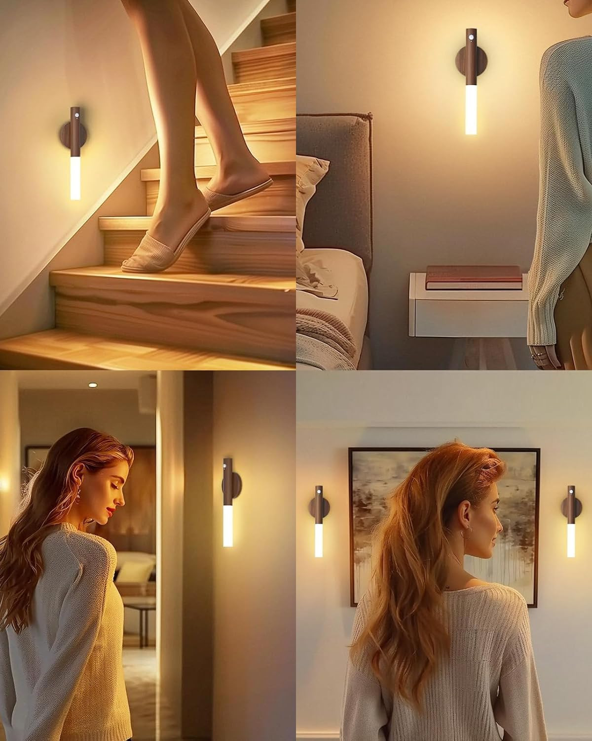 Battery-Operated Motion Sensor Night Lights: 2200Mah Rechargeable Wall Sconces M