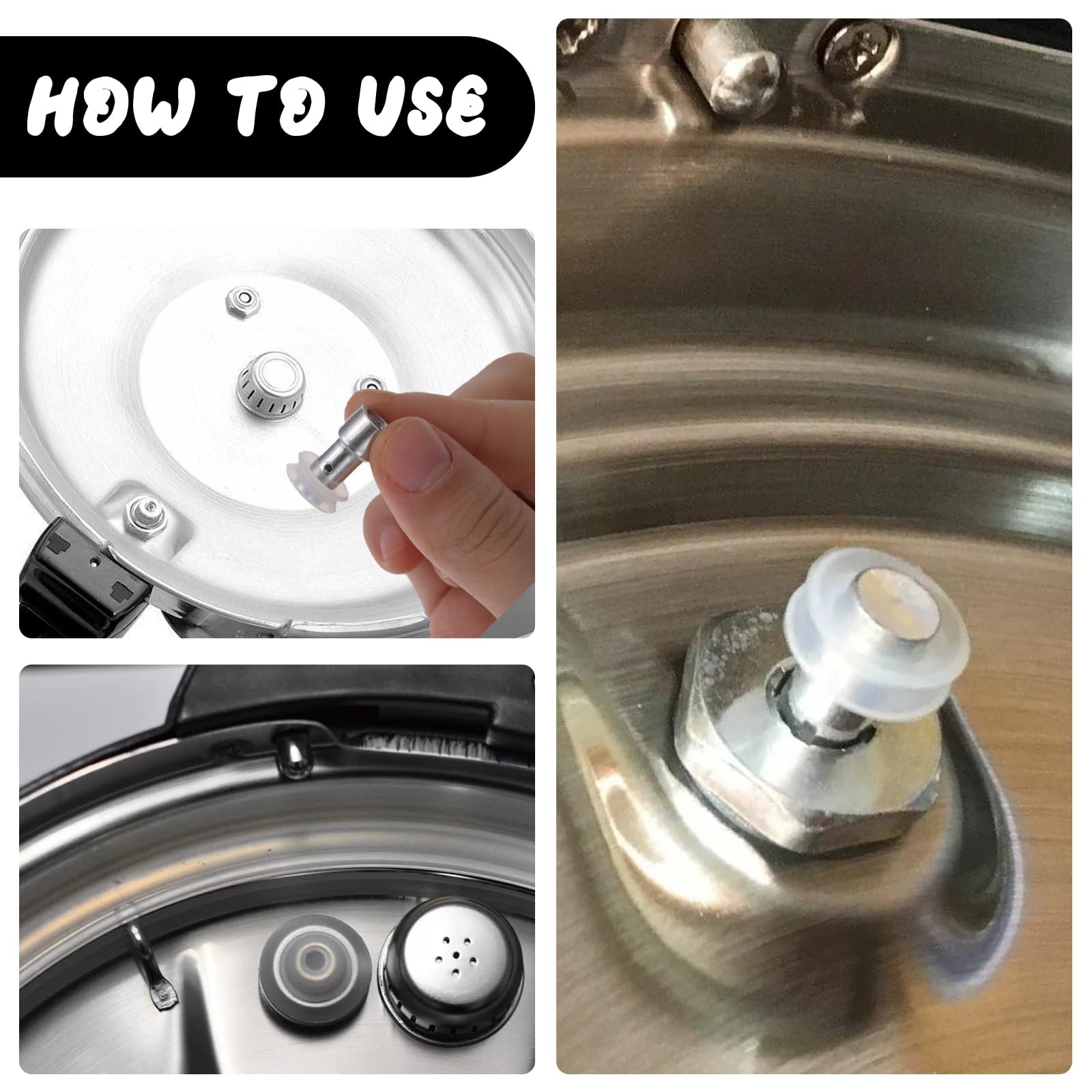 2 Pcs Universal Pressure Cooker Replacement Parts Silver Valve Set