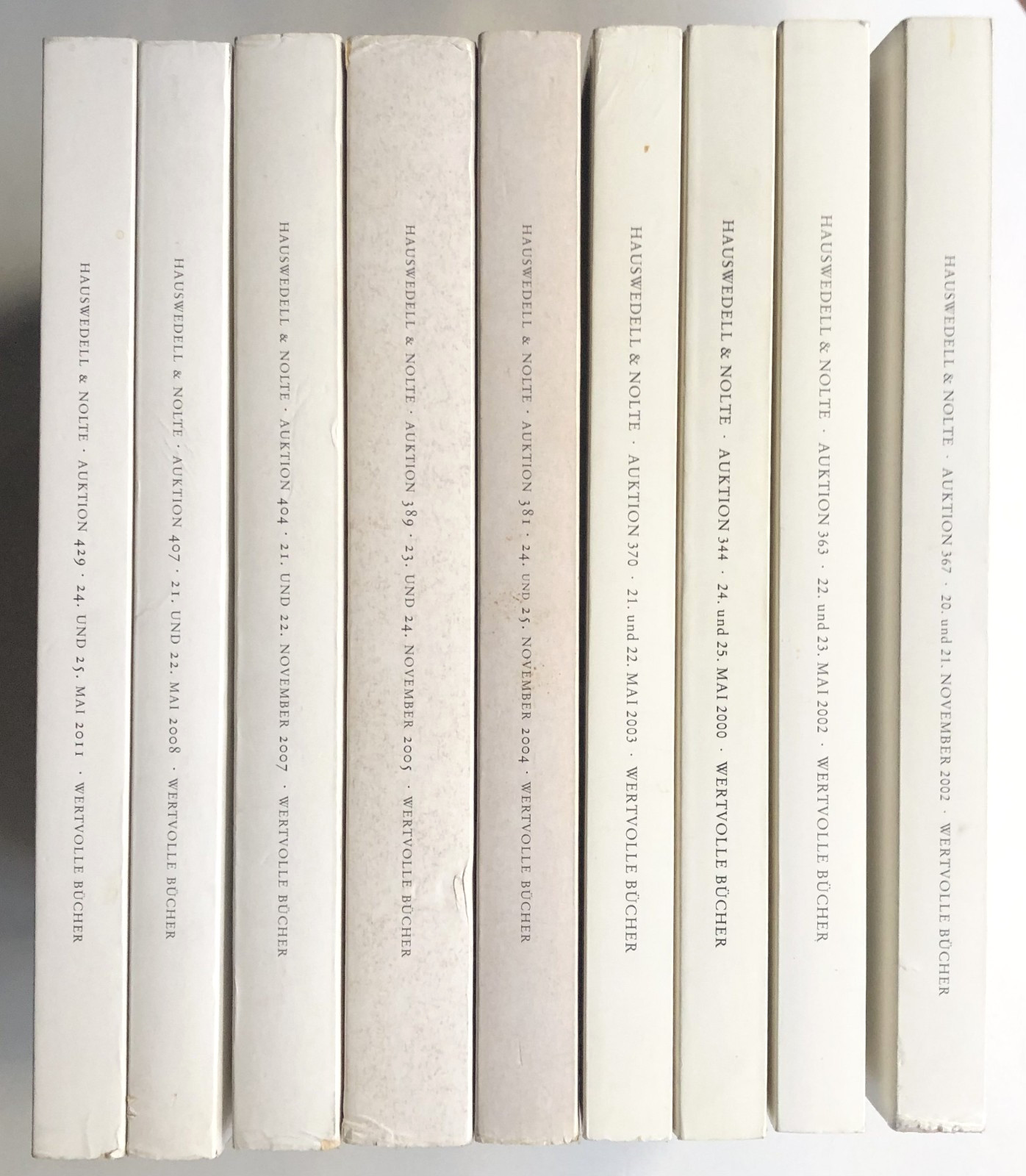 Lot of 9 Hauswedell & Nolte auction catalogues of books & autographs, 2000-2011