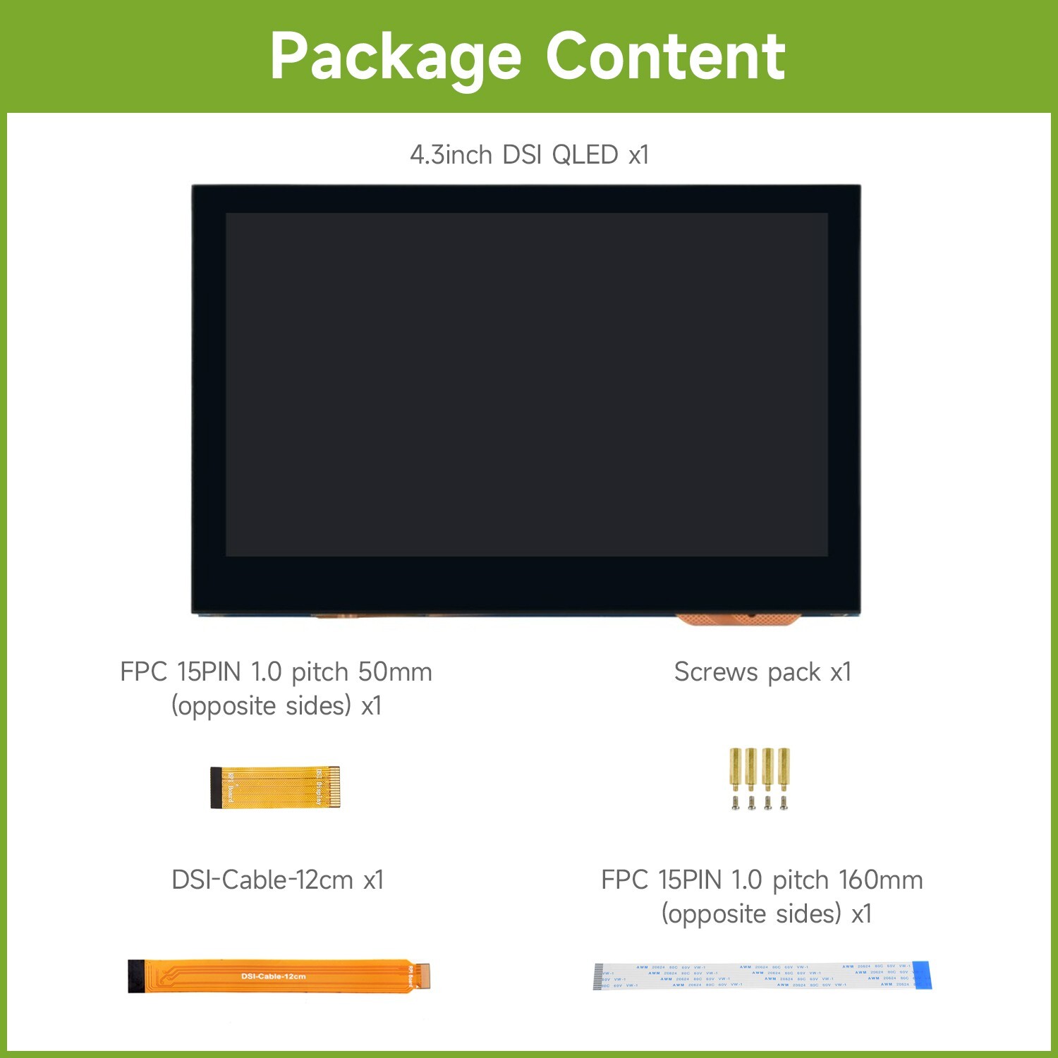 Waveshare 4.3inch QLED Raspberry Pi Display DSI 800×480 Integrated Structure