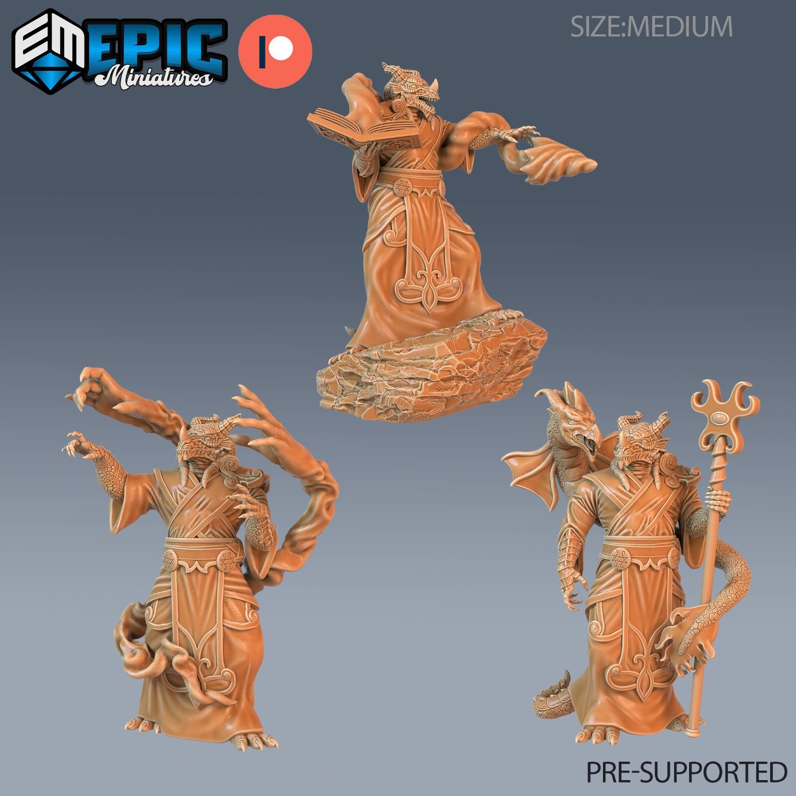 Dragonborn Wizard D&D Dungeons and Dragons Miniature - Epic Miniatures 28mm