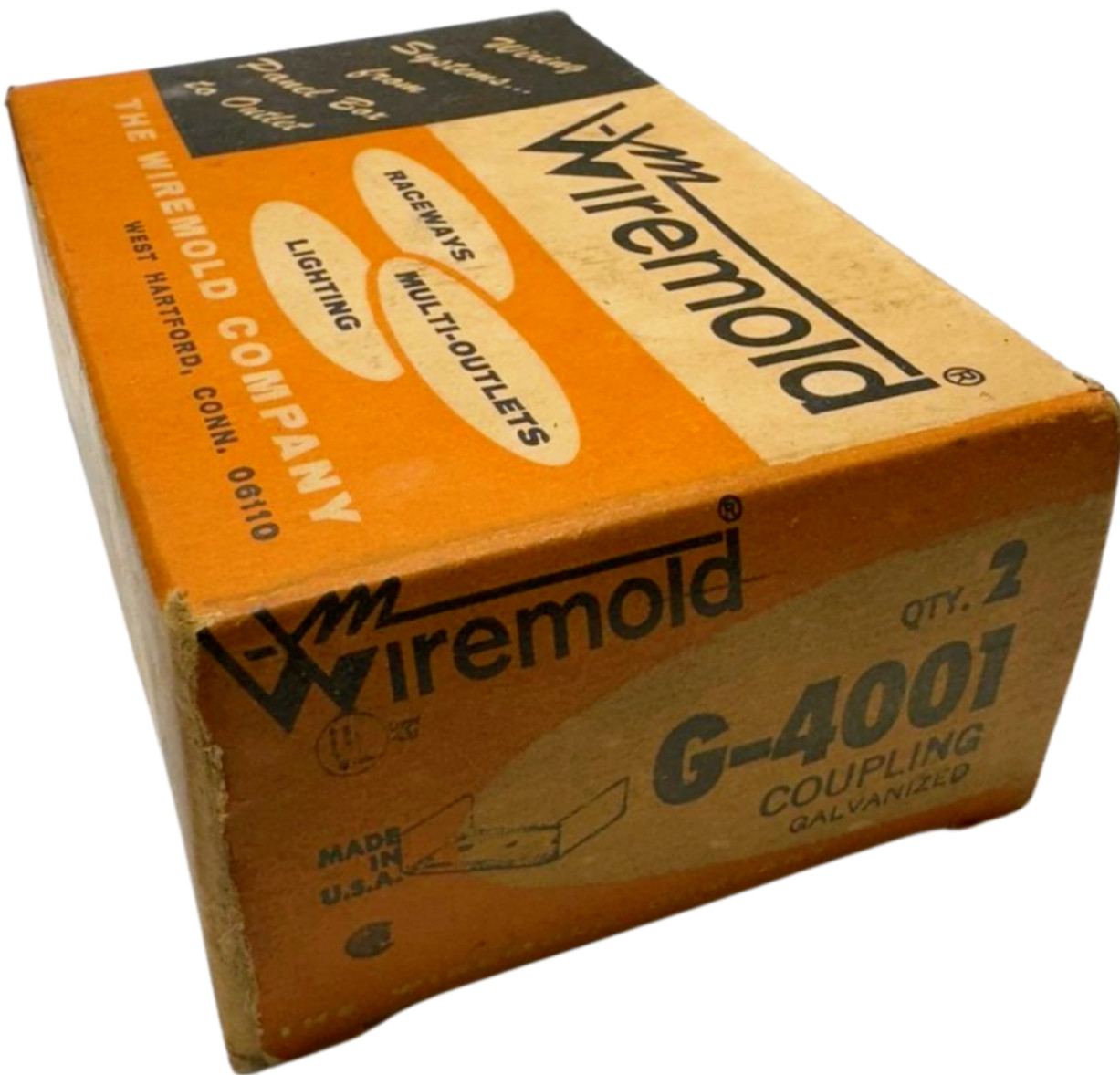 (Box of 2) Wiremold G-4001 Galvanized Raceway Coupling, Multi-Outlet Lighting