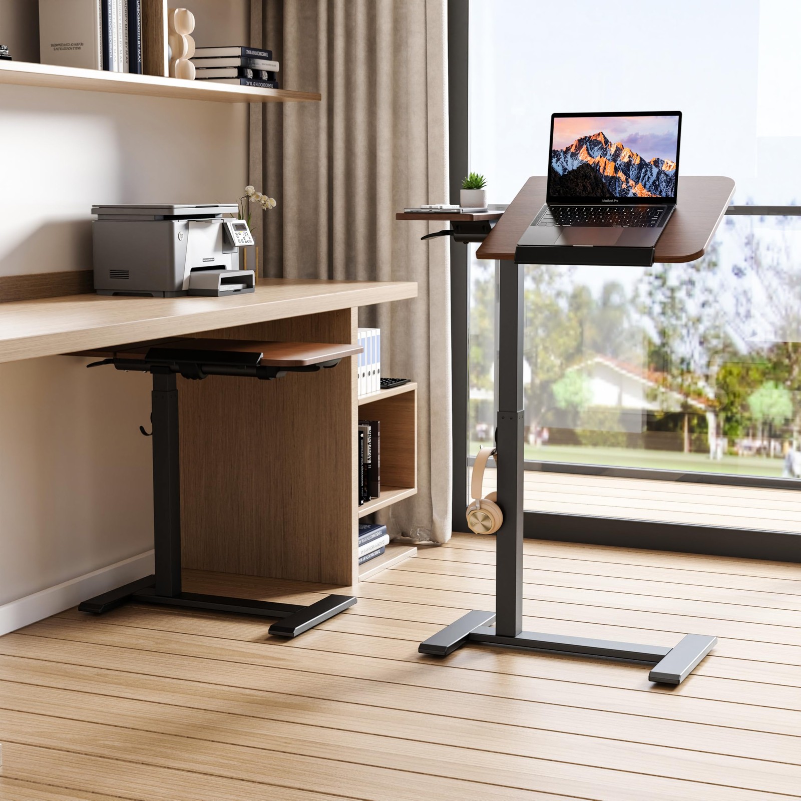 Overbed Table with Tilting Top, Medical Table with Wheel Height Adjustable - ...