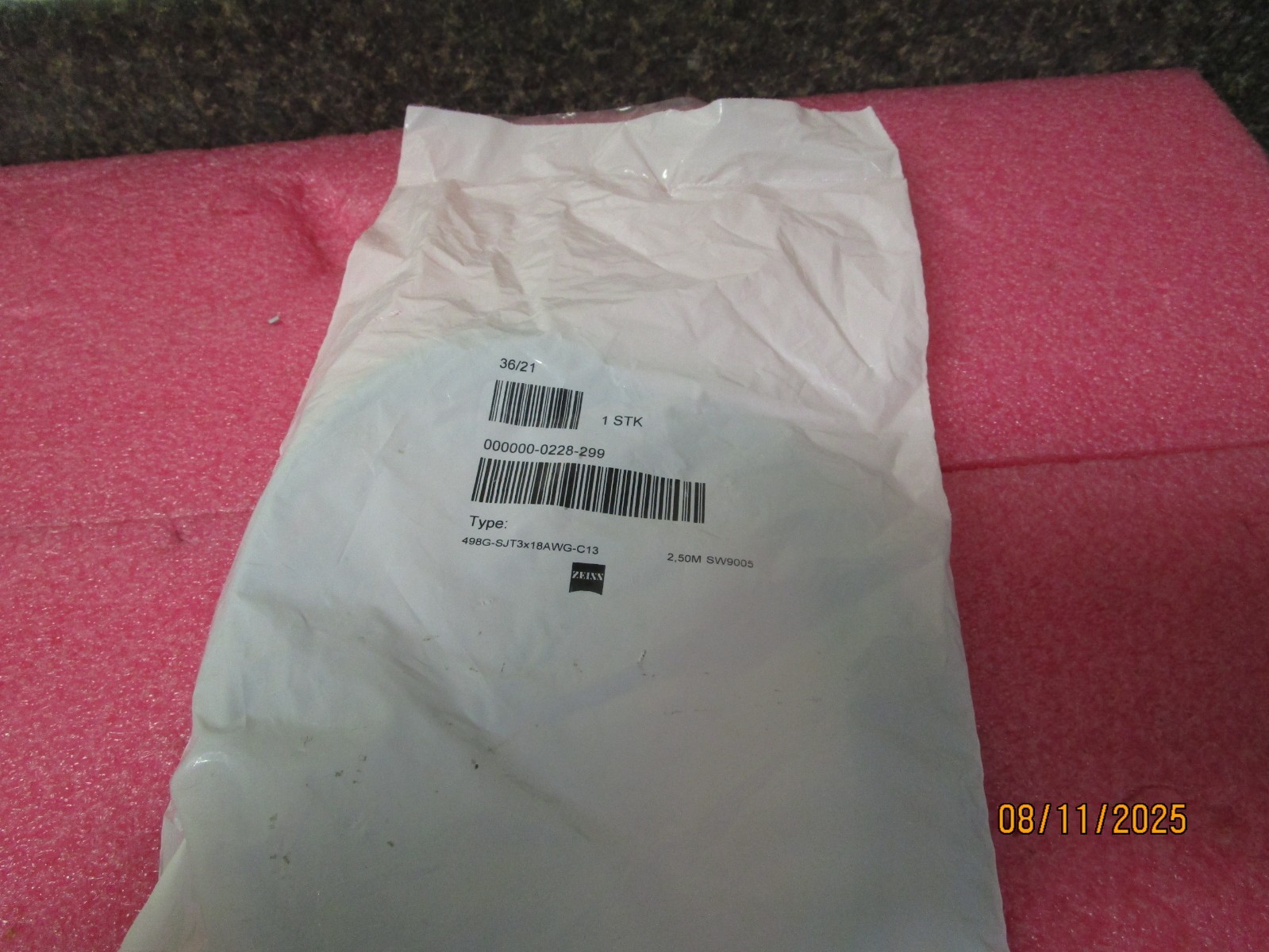 Zeiss Microscope AC Power Cord 000000-0228-299