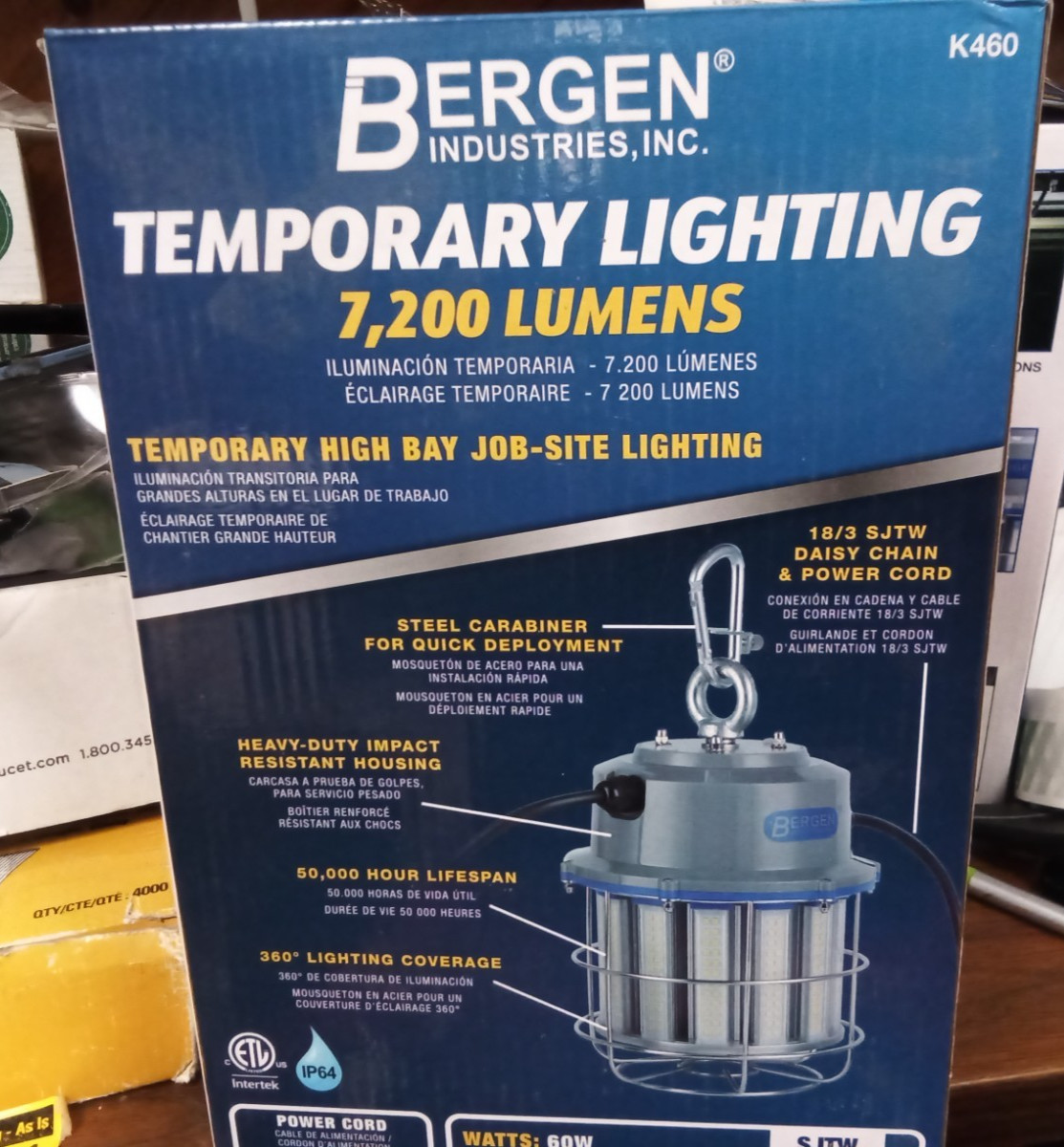 Bergen Industries 7200 -Lumens LED Plug-in Portable Work Light k460