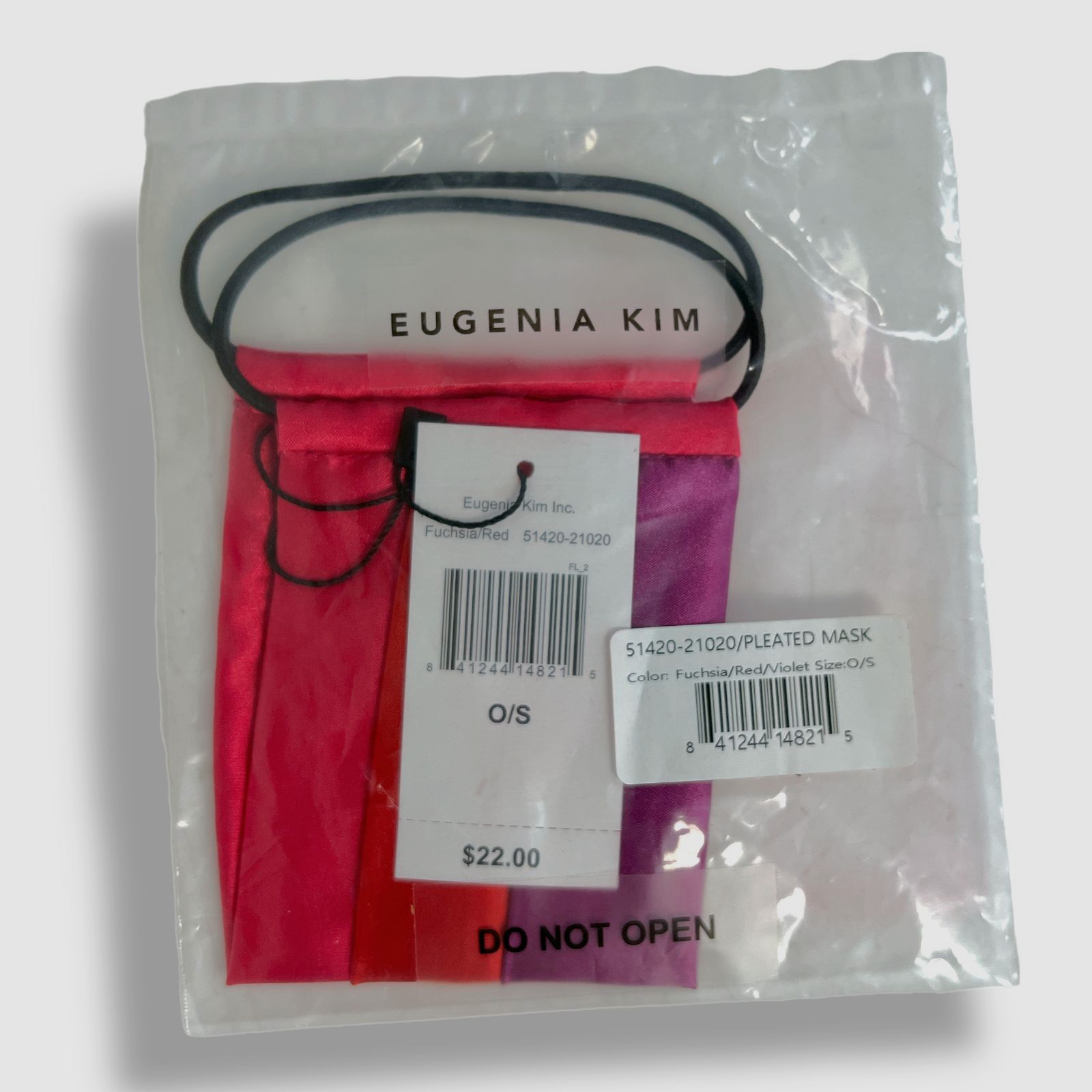$22 Eugenia Kim Red Pleated Adult Satin Cloth Face Mask Covering One Size