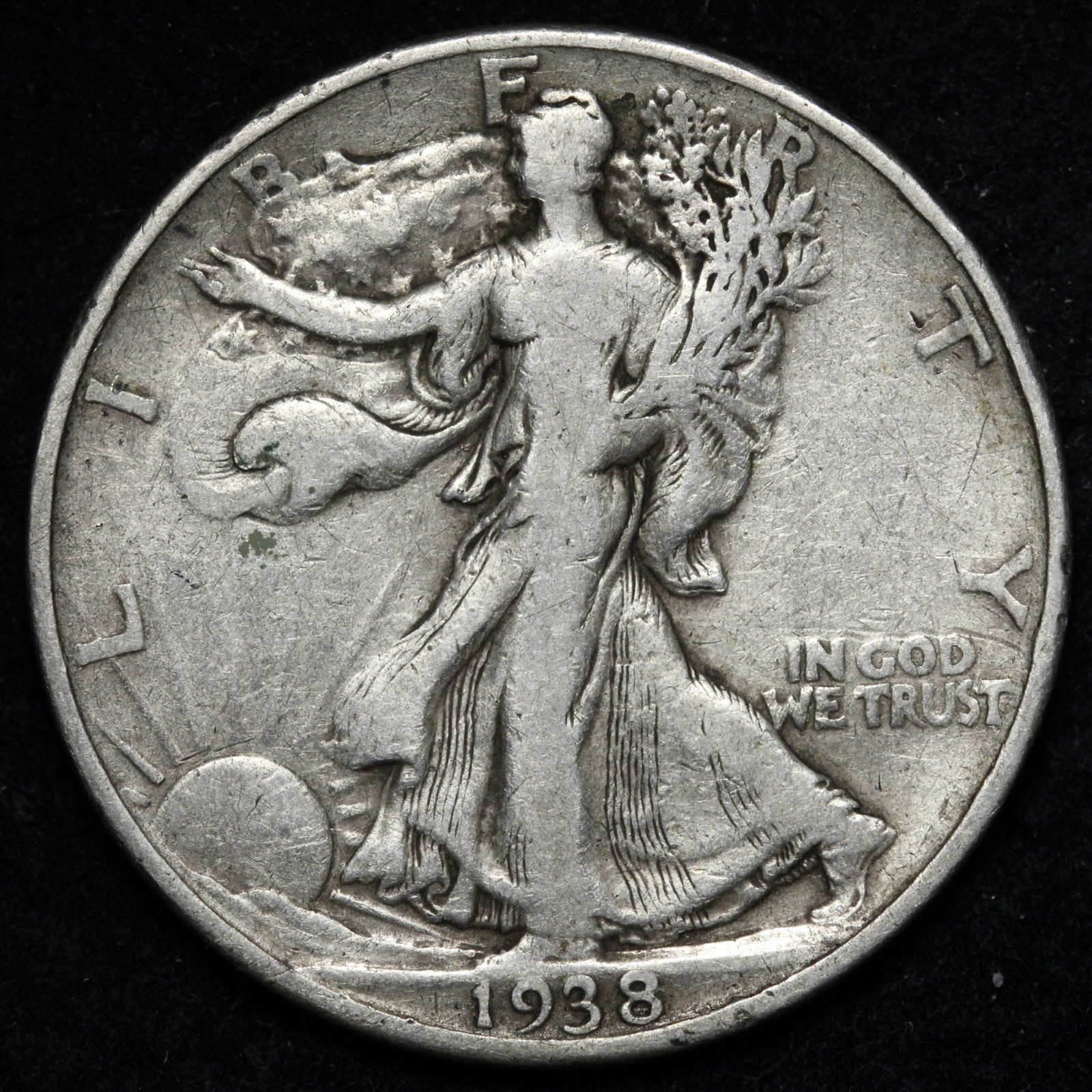 1938-D Walking Liberty Silver Half Dollar FINE E307 KWHU