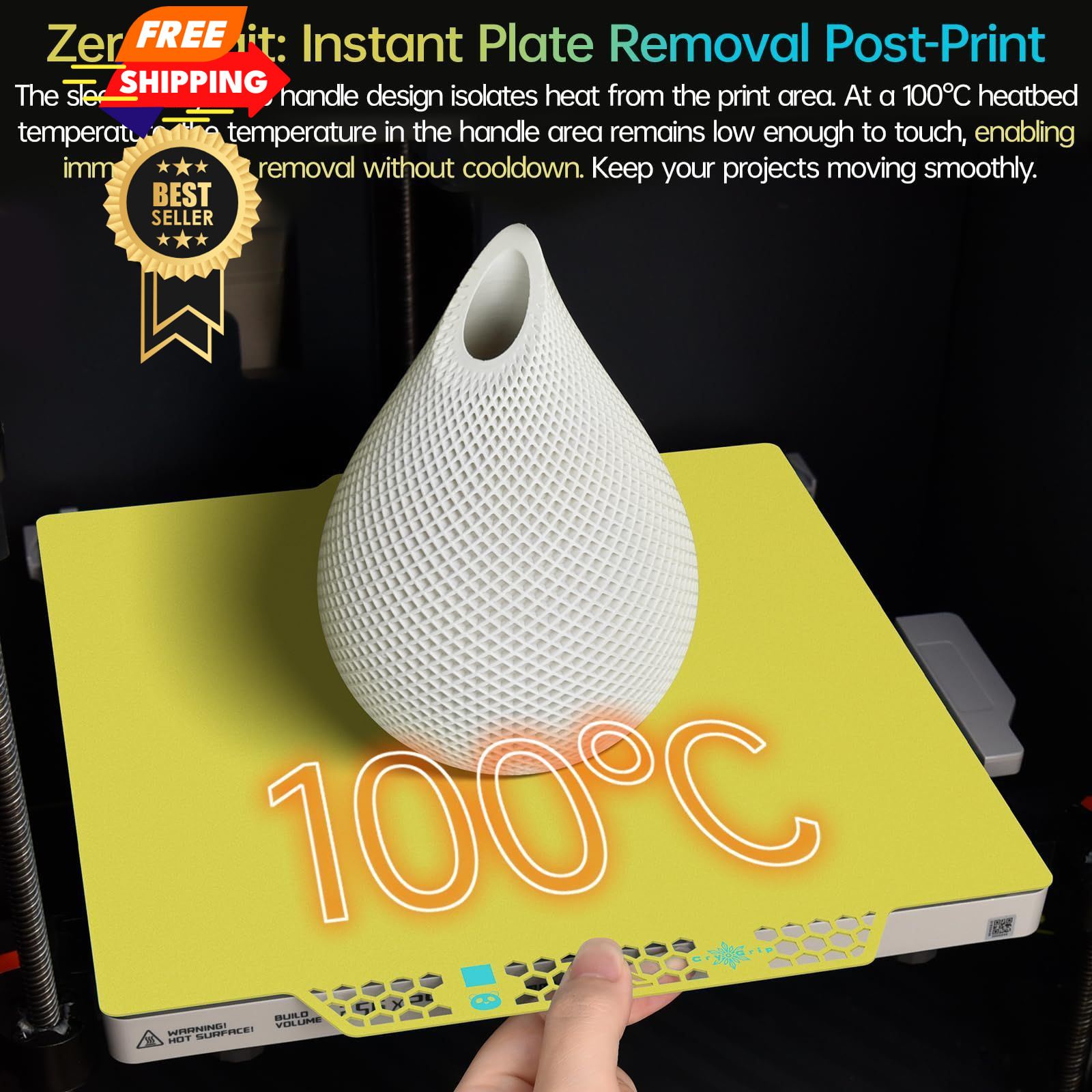 BIQU CryoGrip Pro Glacier Build Plate for Bambu-Lab 257*257MM, Glacier-Yellow