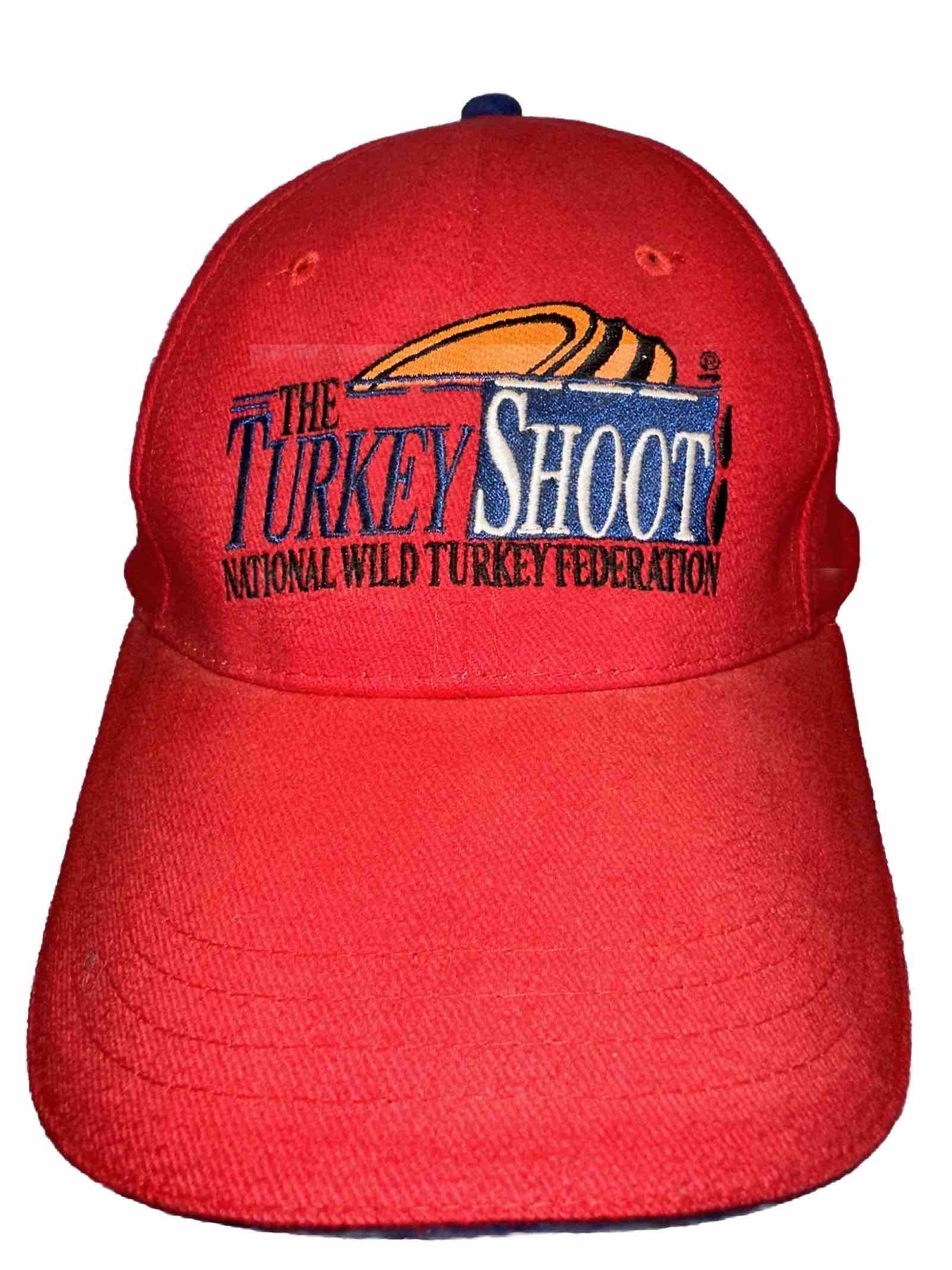The Turkey Shoot NWTF Red Hat Cap w Blue Orange Strap Buckle