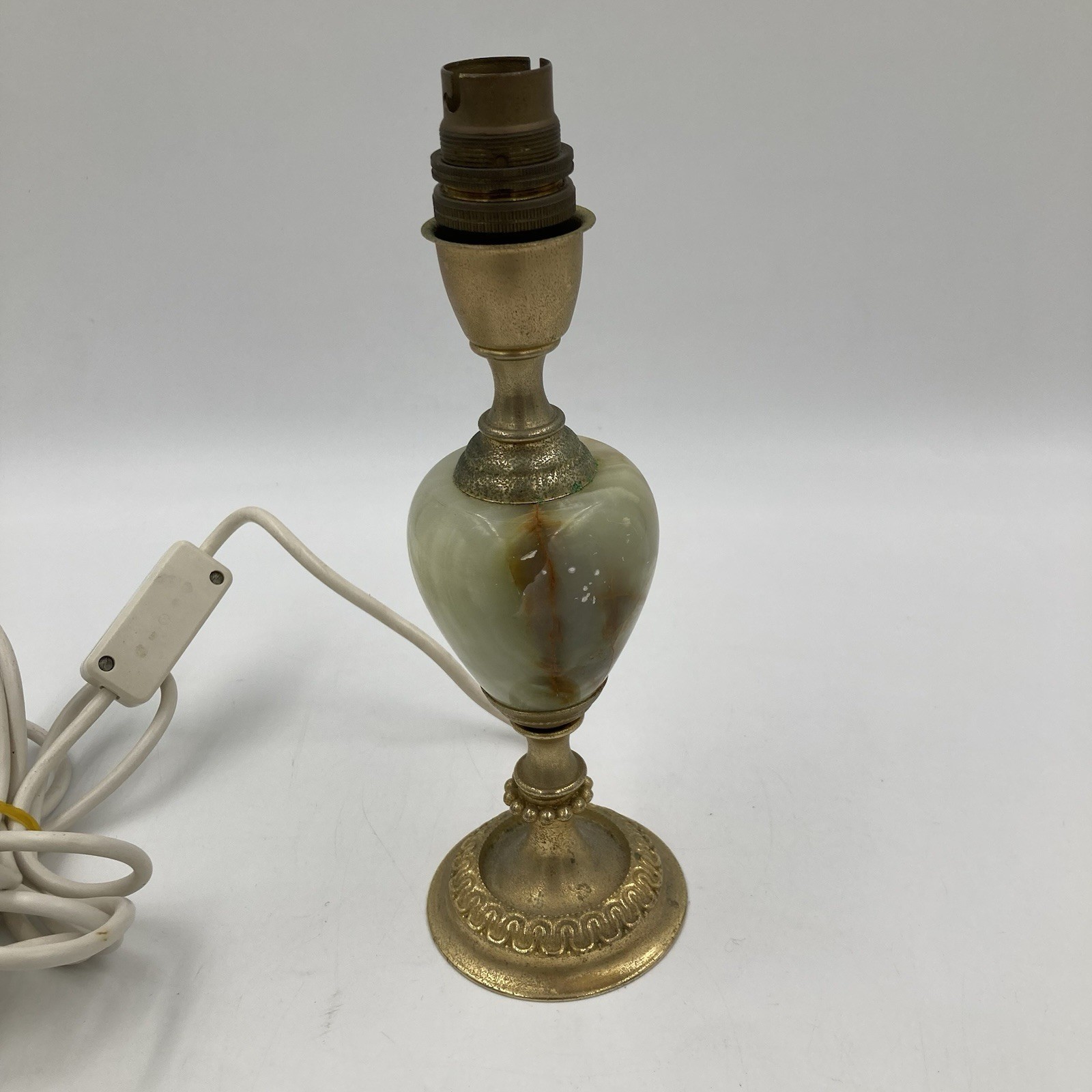 Vintage Brass & Stone Table Lamp Traditional Classical 27cm