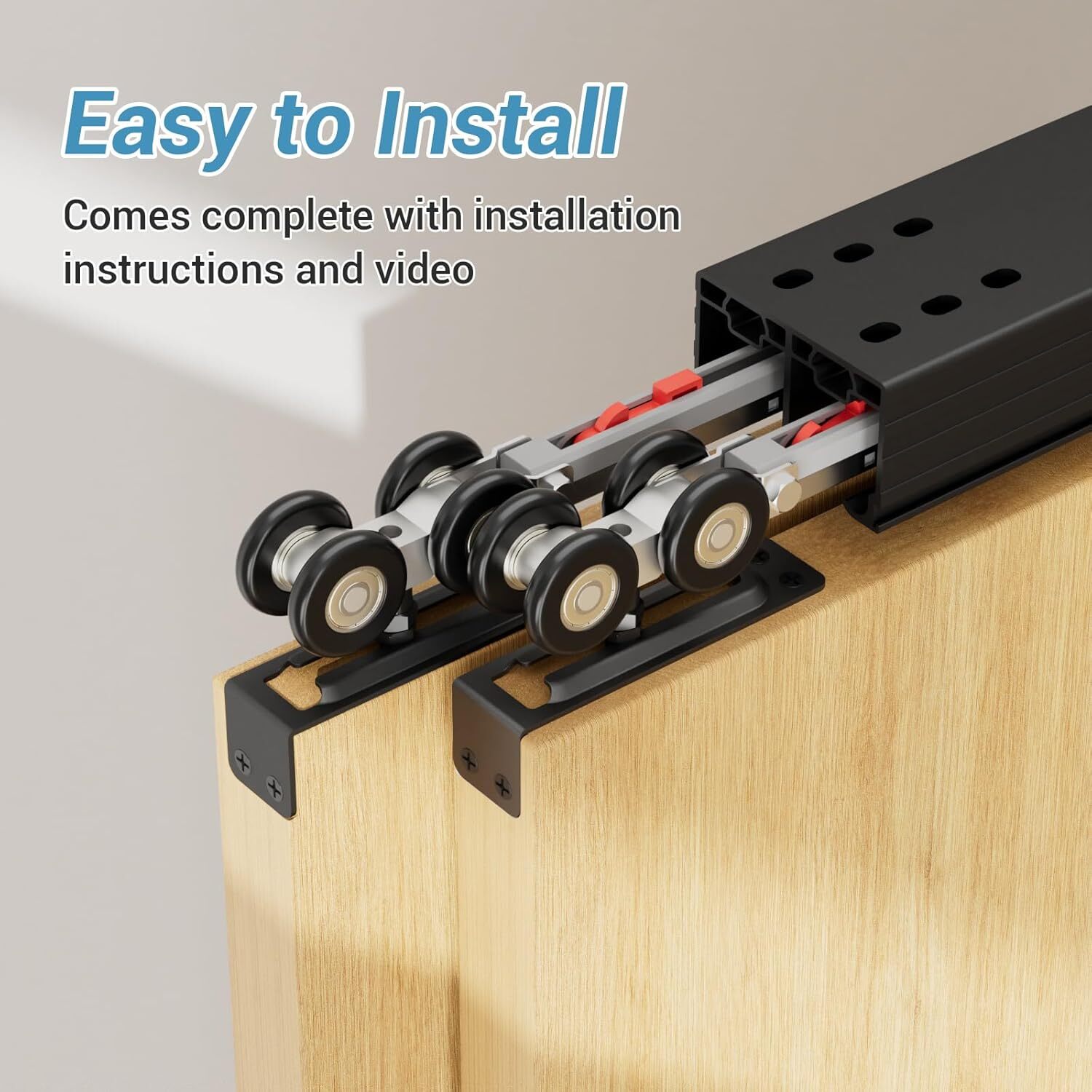 6FT Heavy Duty Bypass Door Hardware Sliding Closet Door Track Kit for 2 door