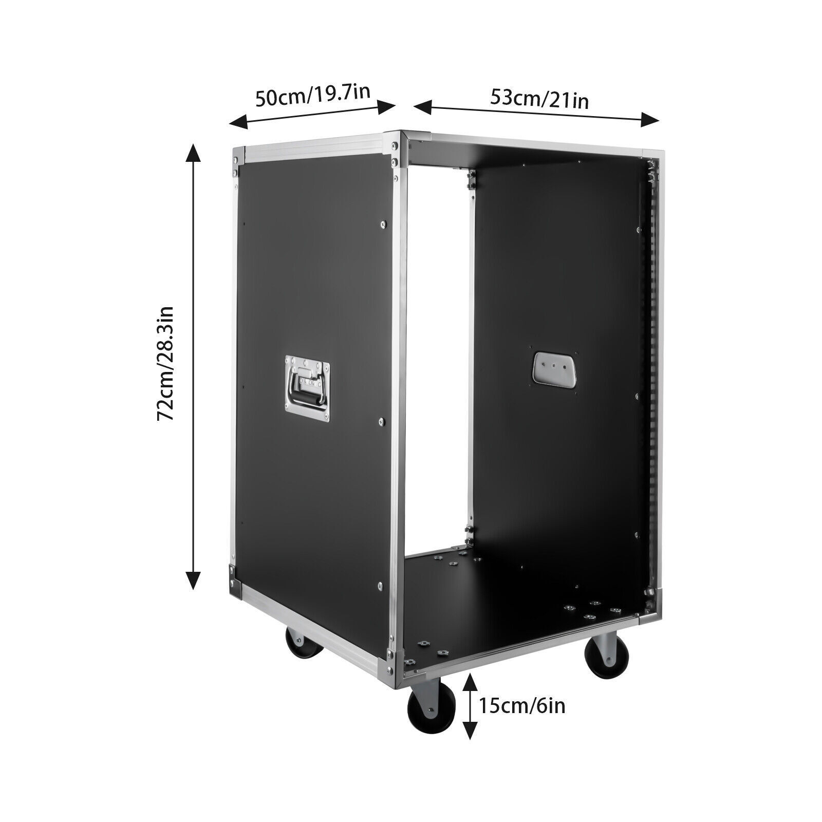 16U Cabinet Rolling Network Rack Audio Studio Video Telecom Equipment Rack Black