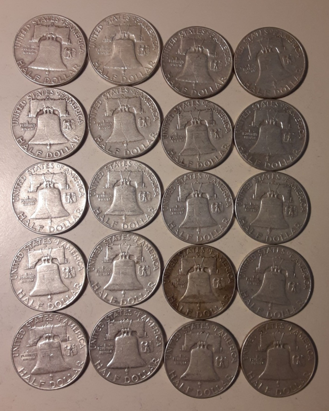 1961-D $10 Face Value 90% Silver Franklin Half Dollars various grades (#11-RDF)
