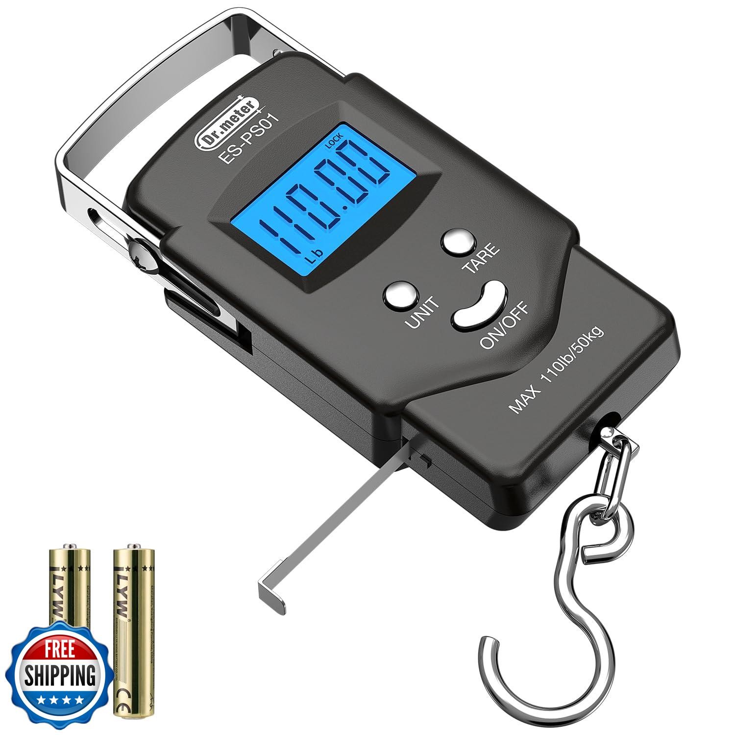 Dr.meter Fish Scale Luggage Scale Fishing Gear - 110lb/50kg Backl