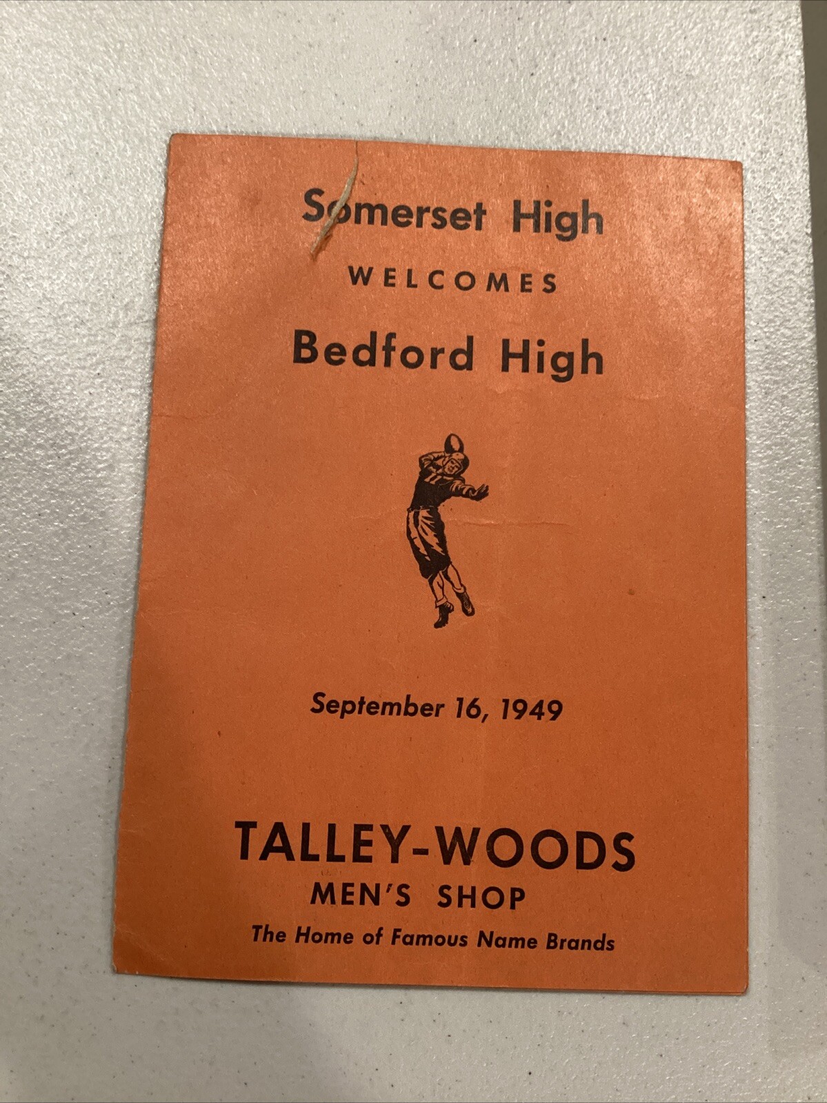 1949 Sept 16 Somerset High School V Bedford HS Football Program