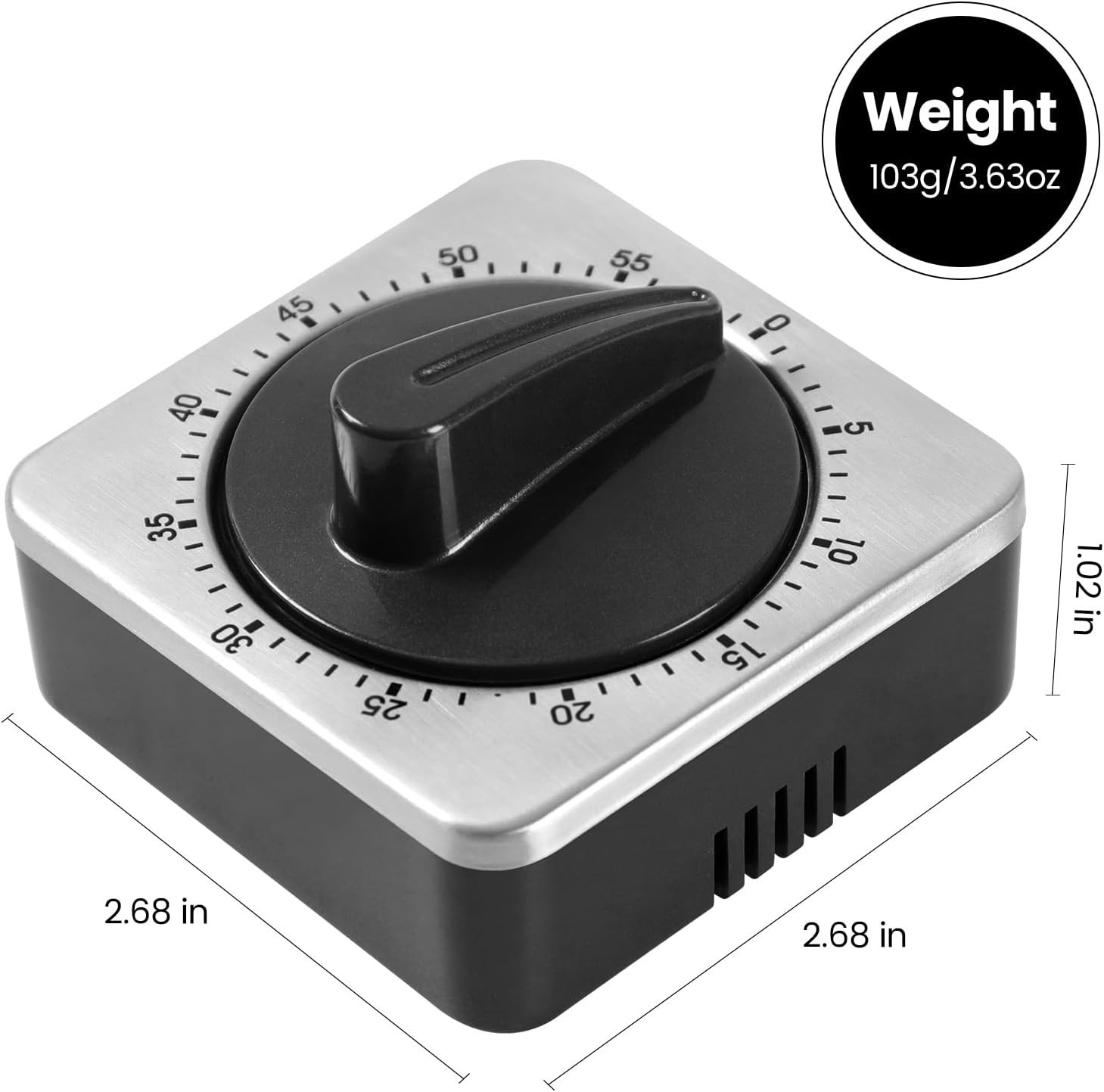 Mechanical Kitchen Timer Magnetic Stainless Steel Visual Countdown Cooking Alarm