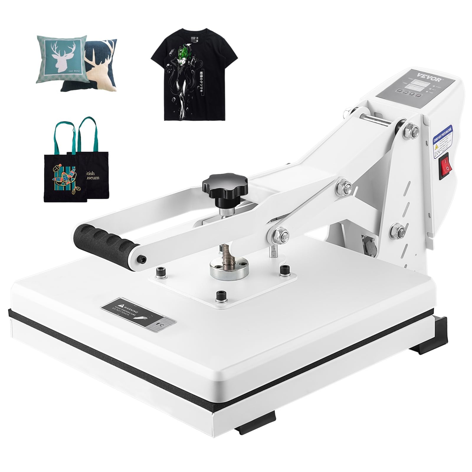 VEVOR Heat Press, 15x15 Press Machine, Fast 15x15-White, 15x15-White