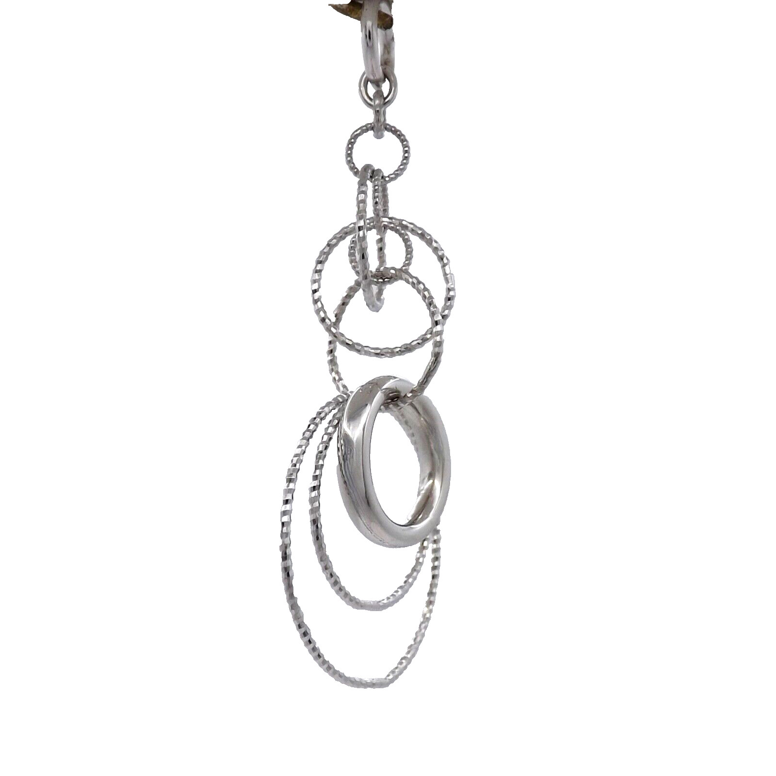 Solid 18k White Gold Circles Dangles Charm Pendant Setting Sparkling Whimsical