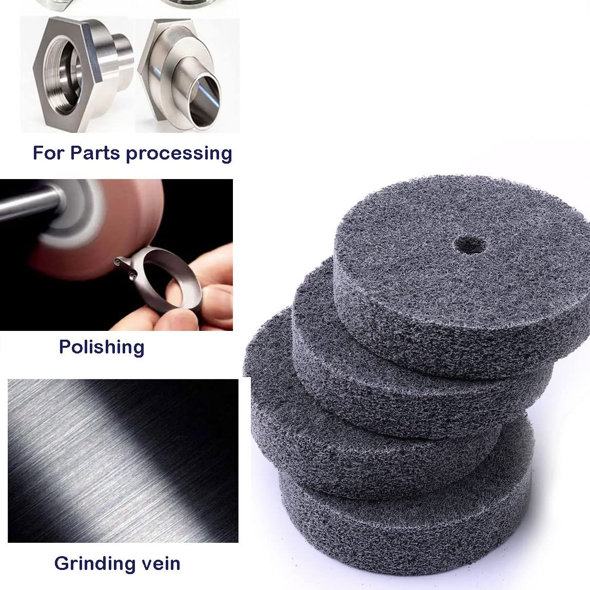 5Pcs 3 Inch Fiber Buffing Wheel, Deburring Wheels Quick Changed Replacement Buff