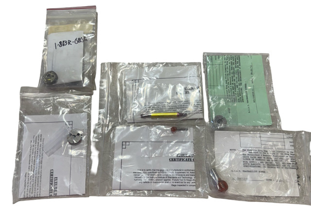 7 Piece Go Ring Plug Gage Assortment with Certficates