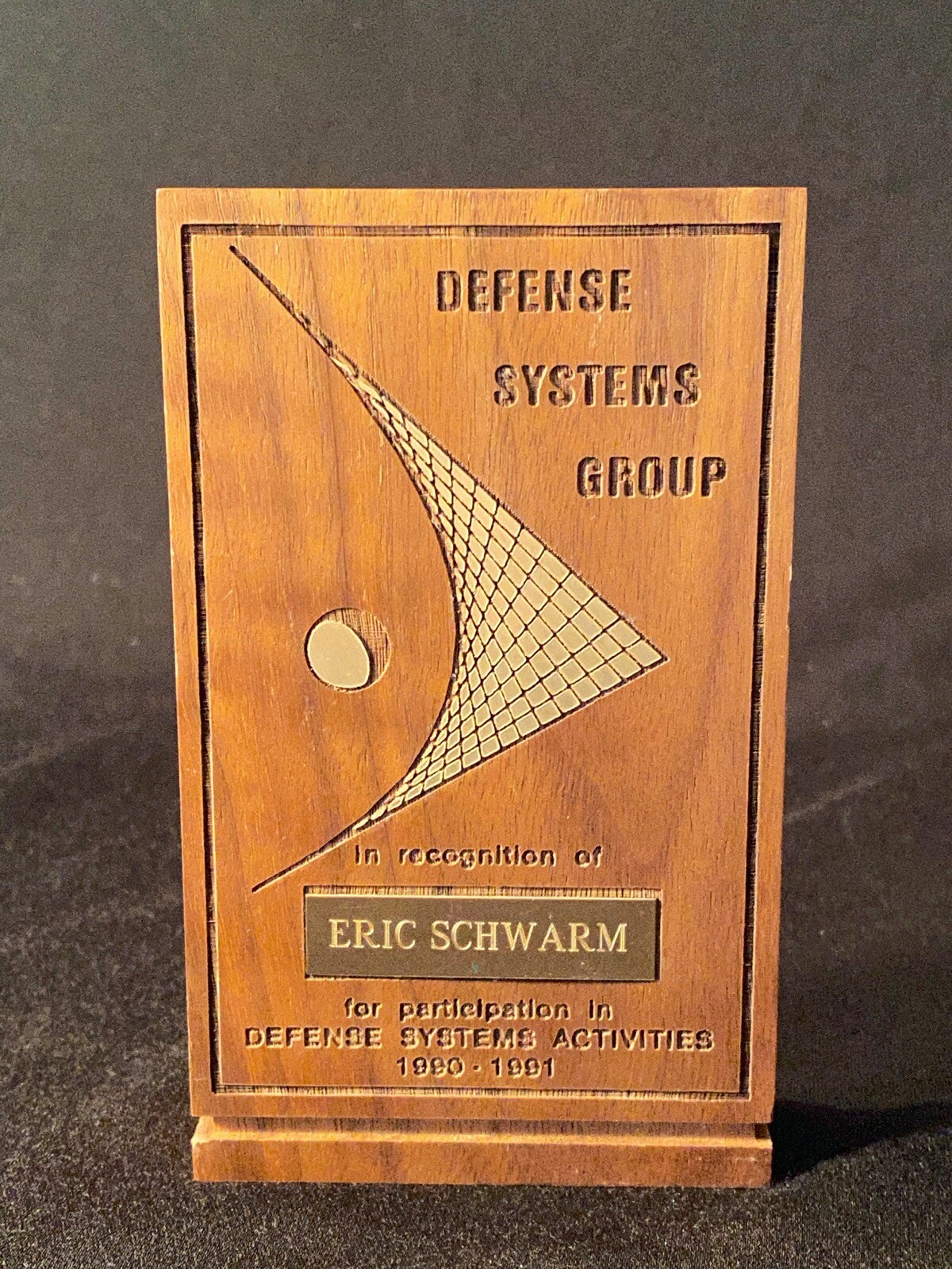 Vtg Defense Systems Group Employee Recognition Award Defense Activities Plaque