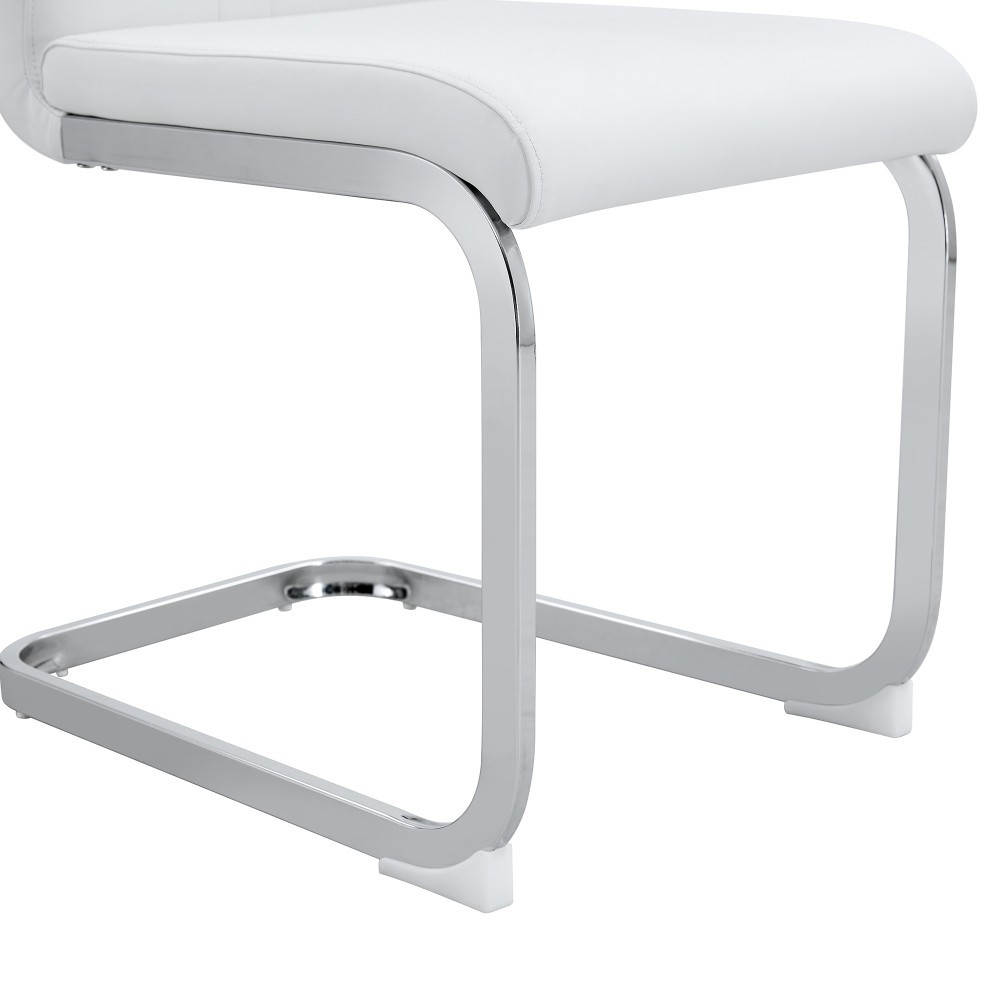 Set of 2 Modern White PU Bow-Shaped Office Chairs, Minimalist & Ergonomic