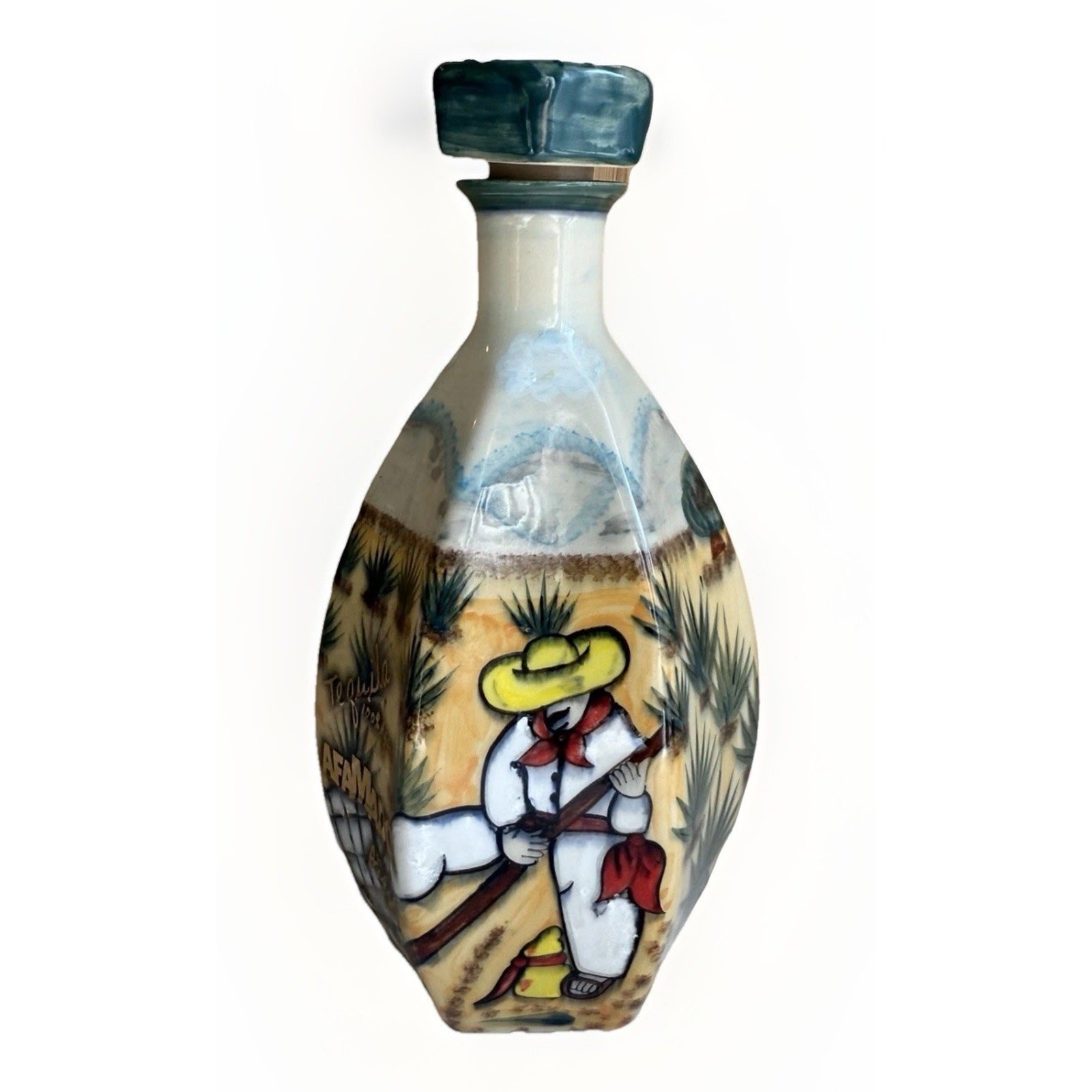 Tres Mujeres EMPTY Hand Painted Tequila Bottle Mexico 750 ML Collectors Item