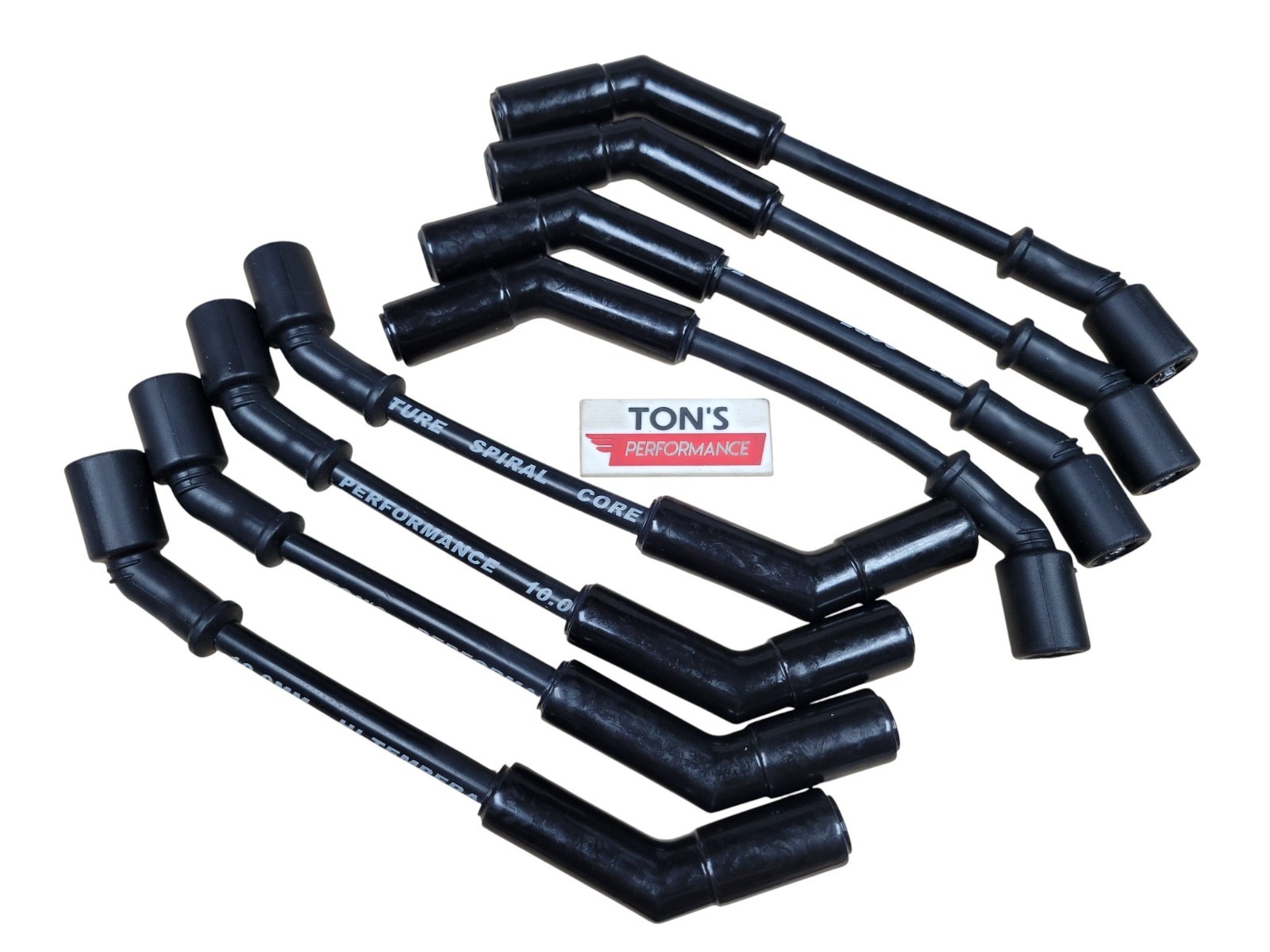 All Black Ton's 10mm Ceramic LS Spark Plug Wire Set 45 Chevy Corvette Camaro GMC