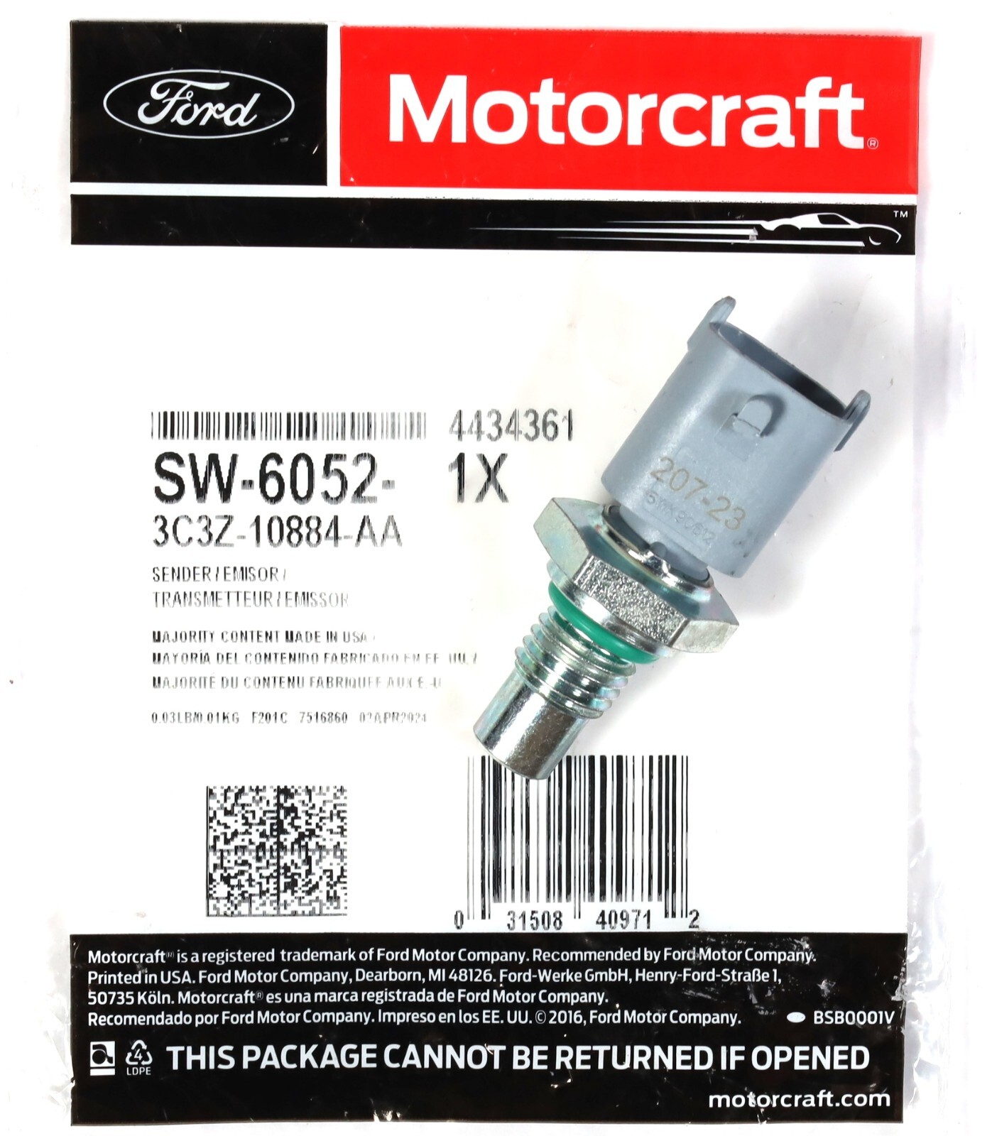 2003-2010 F250 F350 6.0L 6.4L Diesel Coolant/Oil Temp Sensor OEM Ford Motorcraft