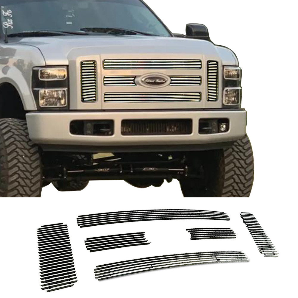 Fits 2008-2010 Ford F-250/F-350 Main Upper Aluminum Chrome Billet Grille Insert