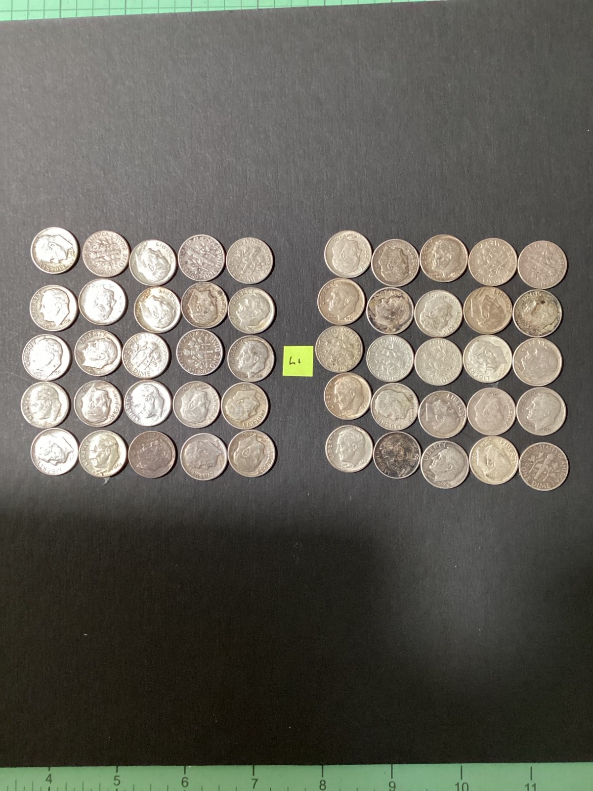 90% Silver Roosevelt Dimes Lot of 50 coins 1964 or earlier.