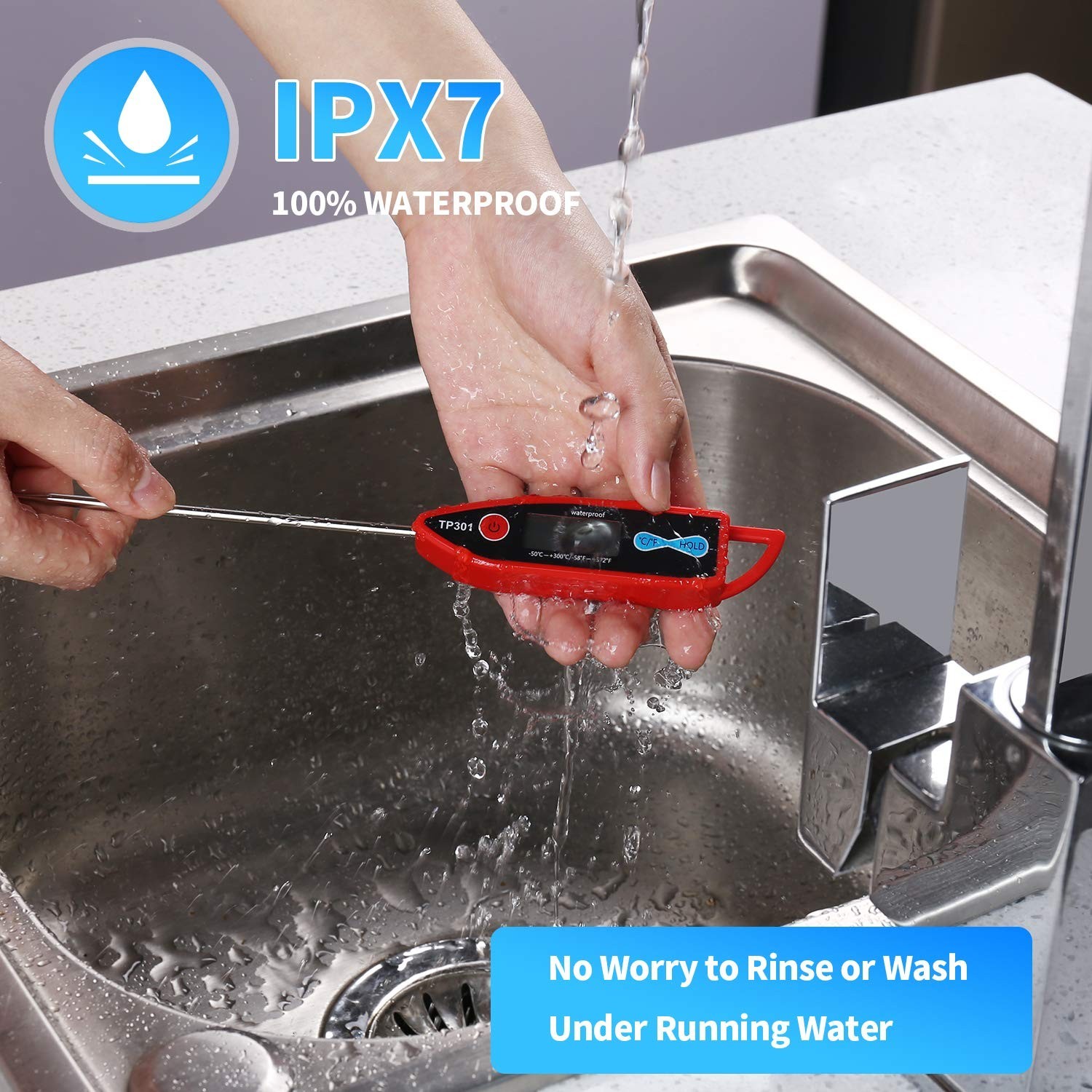 Long Probe Cooking Thermometer with Digital Display - Perfect for Food & Liquids