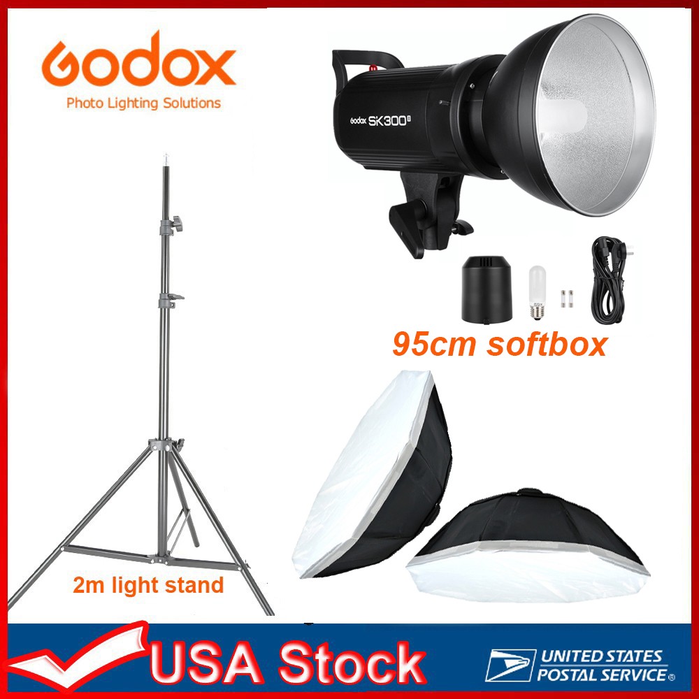 Godox SK300II 300W Studio Flash Strobe Light Lamp ,95cm softbox,light stand KIT